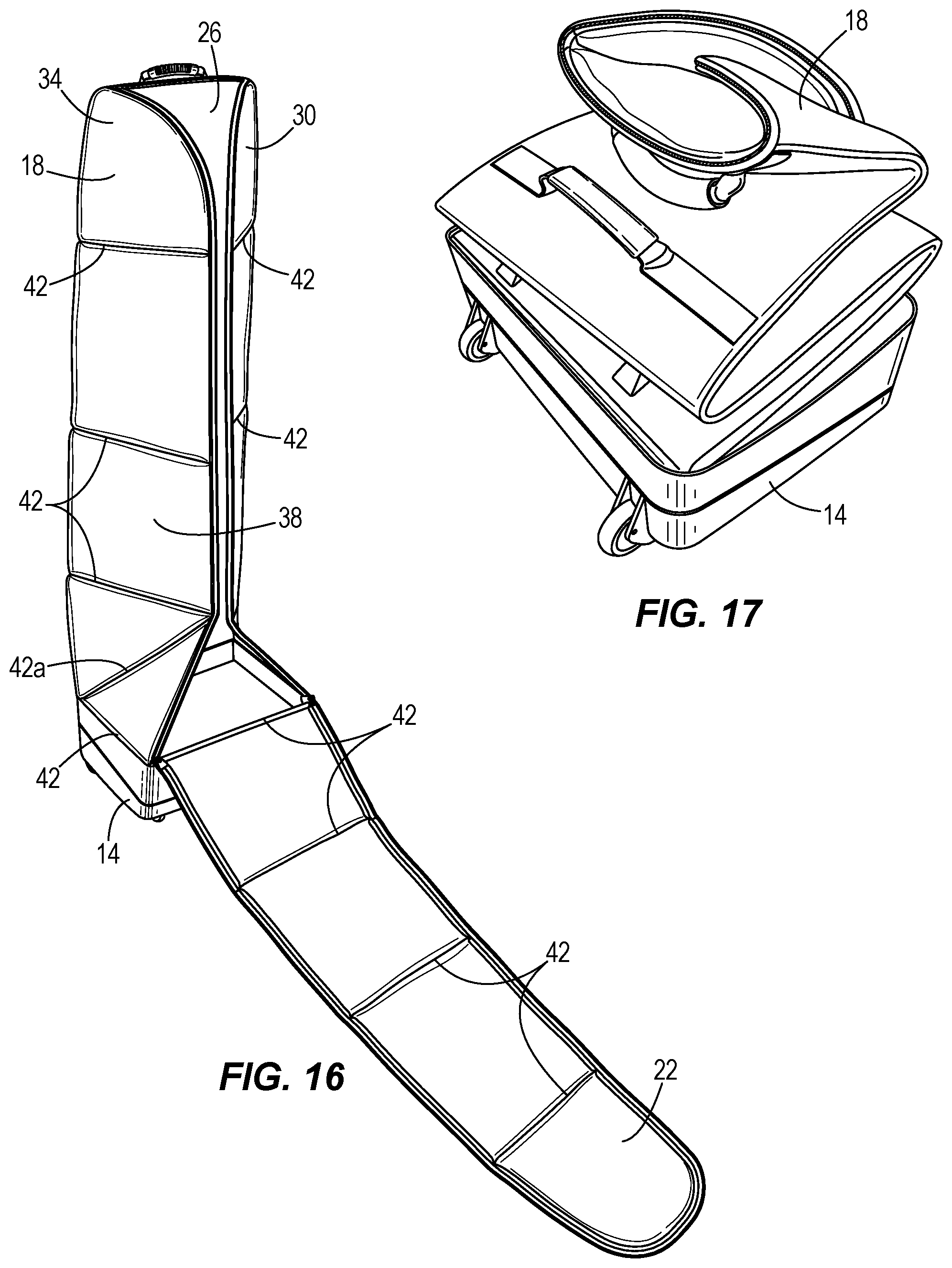 Patent US12303007 Figure 14 – Rolling collapsible travel luggage