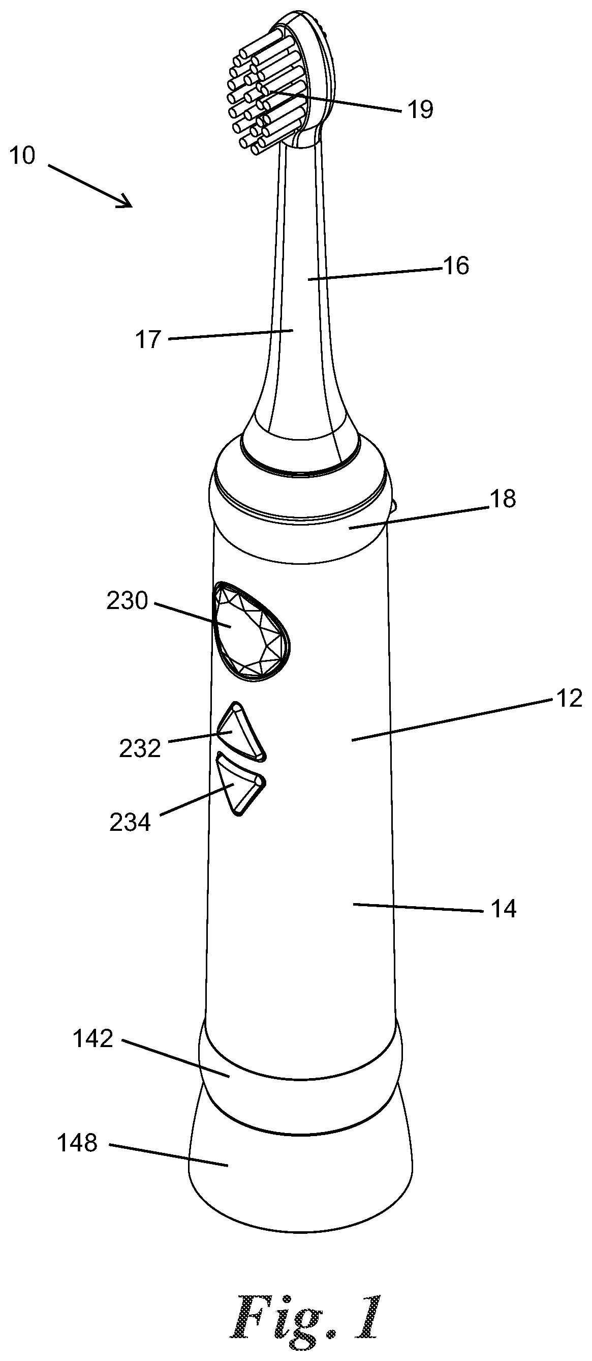 Patent US12303014 Figure 1 – Lighted toothbrush