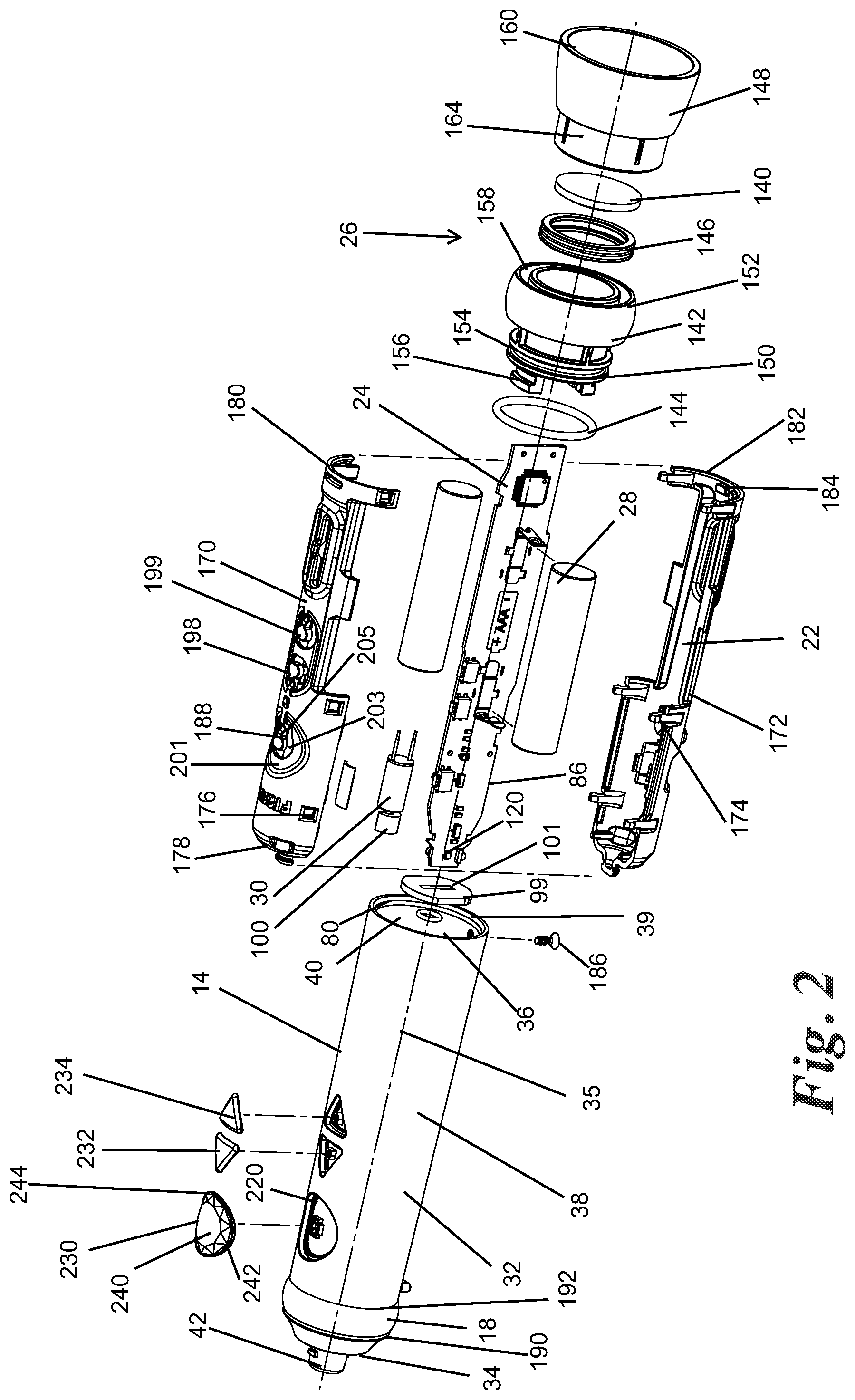 Patent US12303014 Figure 2 – Lighted toothbrush