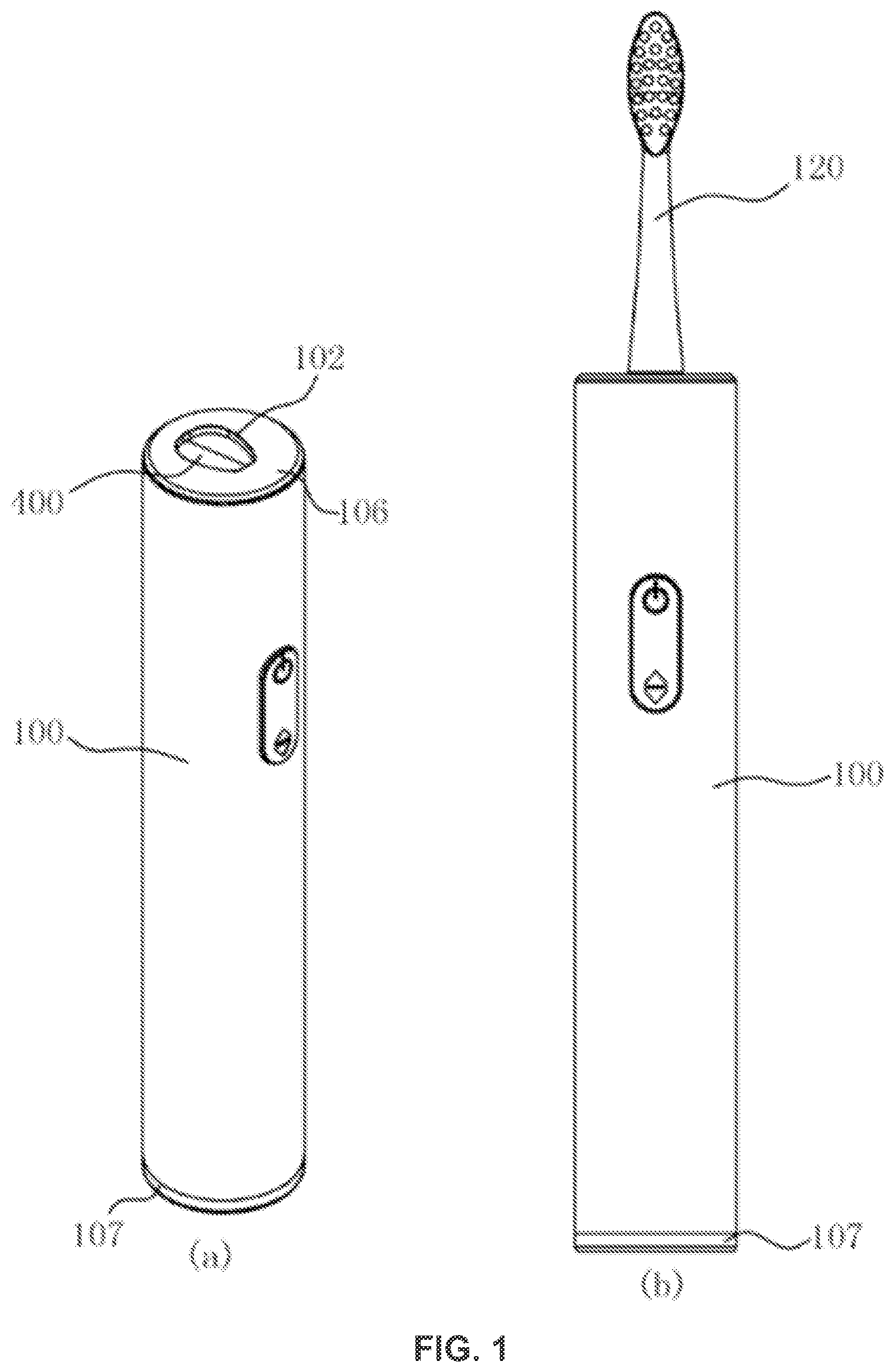 Patent US12303016 Figure 1 – Disinfection device and toothbrush