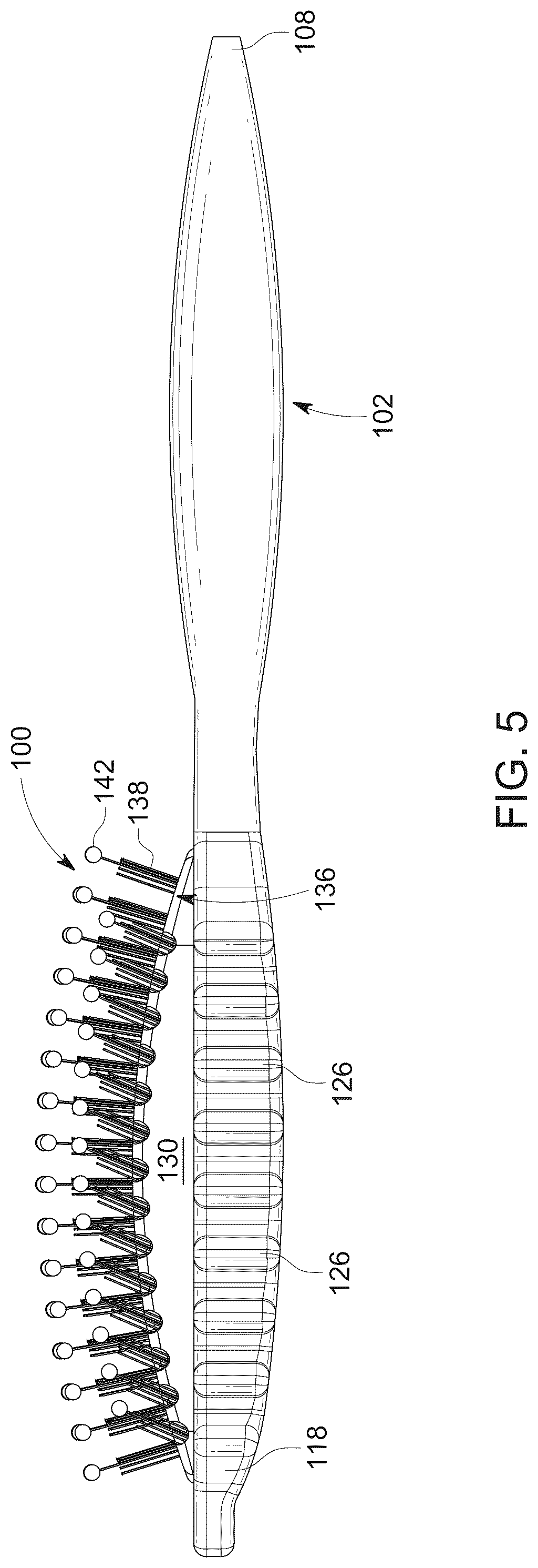 Patent US12303020 Figure 5 – Hair brush
