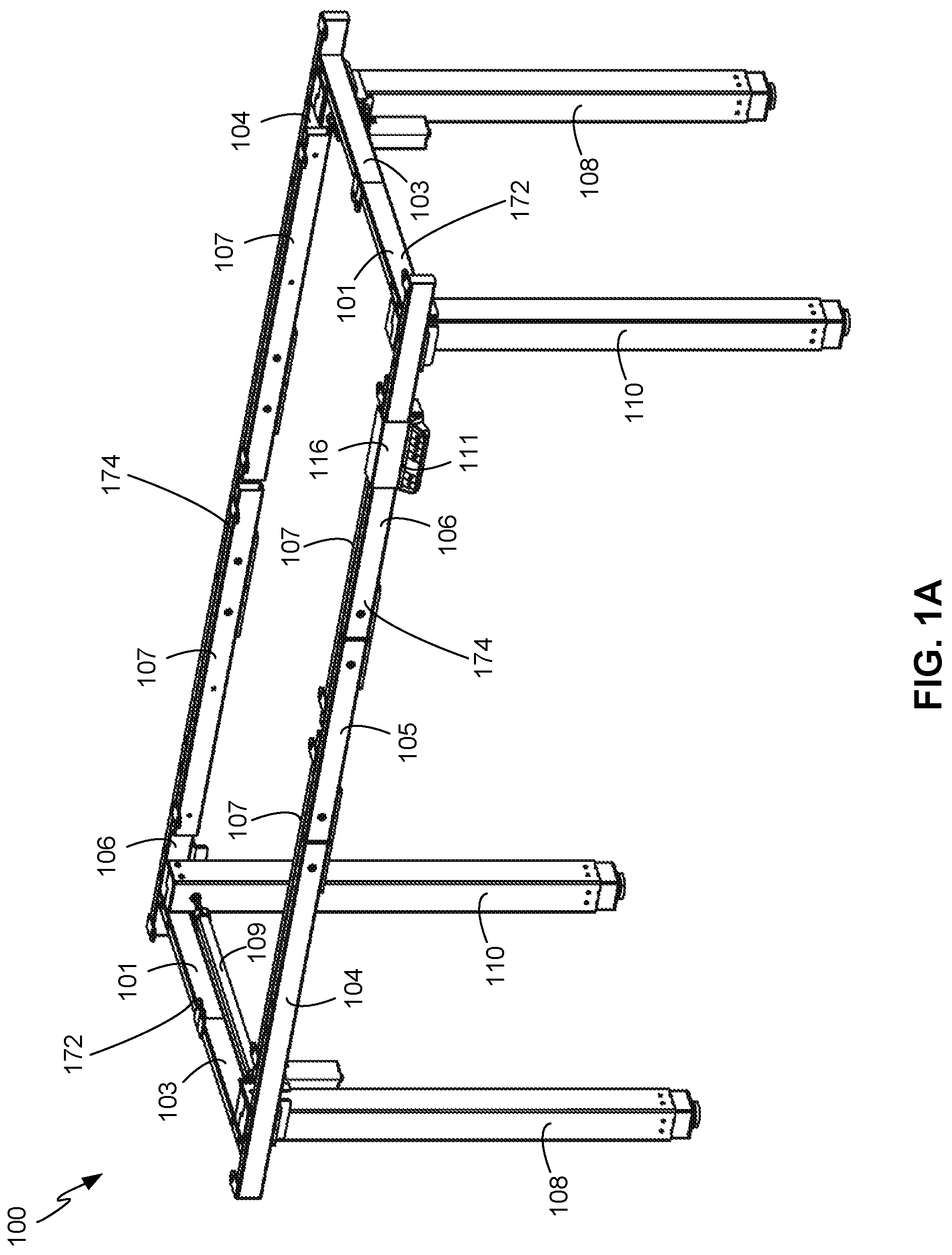 Patent US12303022 Figure 1 – Adjustable desk frame