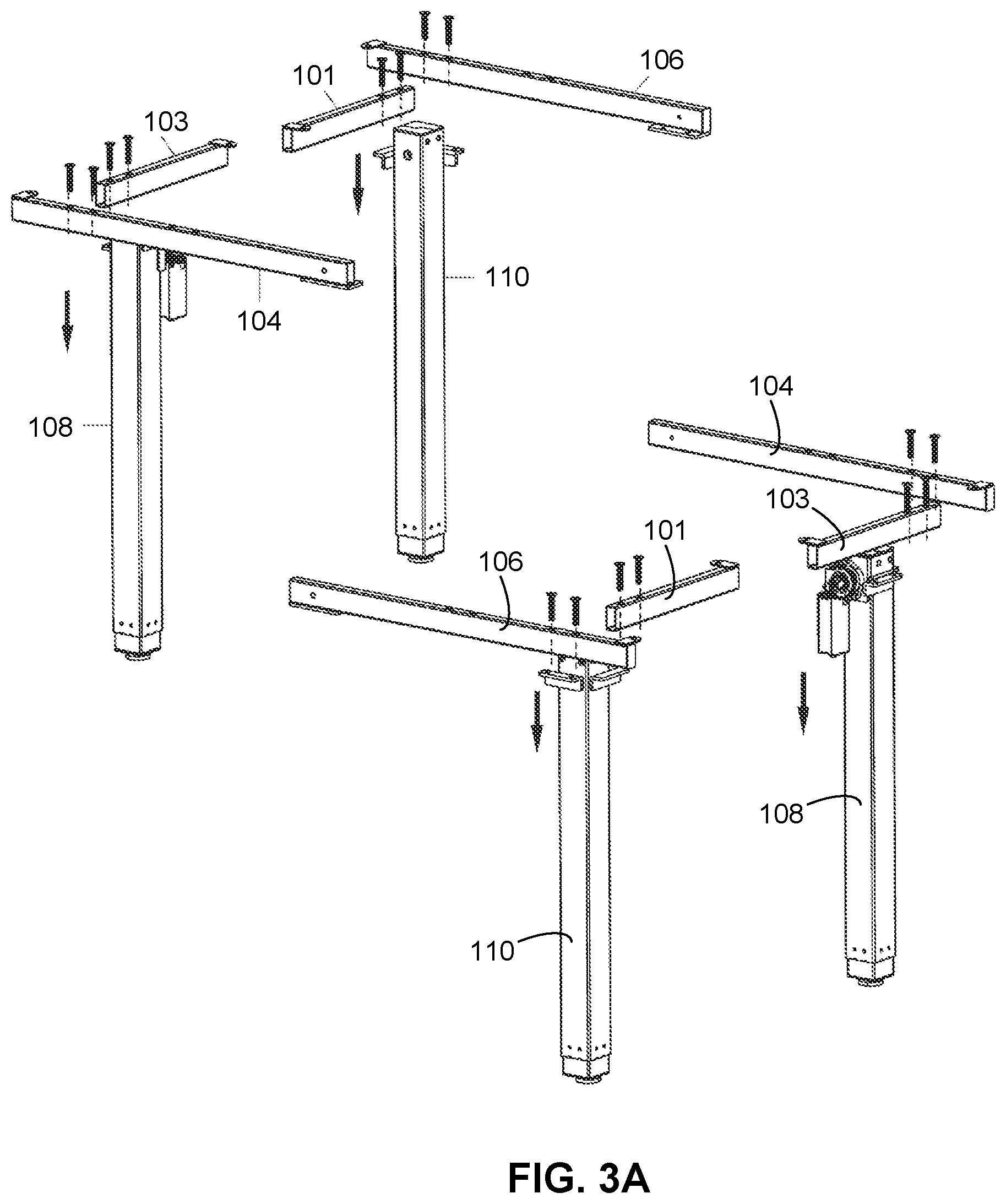 Patent US12303022 Figure 6 – Adjustable desk frame