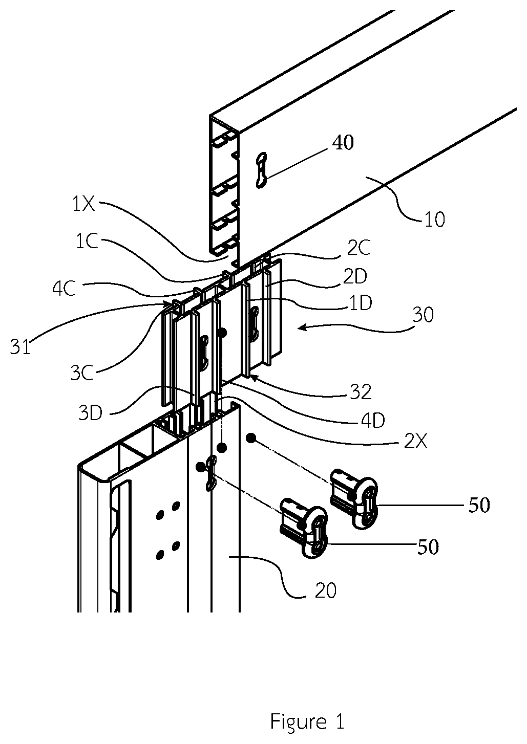 Patent US12303024 Figure 1 – Inner wall frame with grooves for attachment with sleeve joints for aluminum furniture