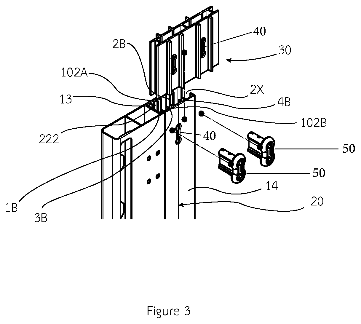 Patent US12303024 Figure 3 – Inner wall frame with grooves for attachment with sleeve joints for aluminum furniture
