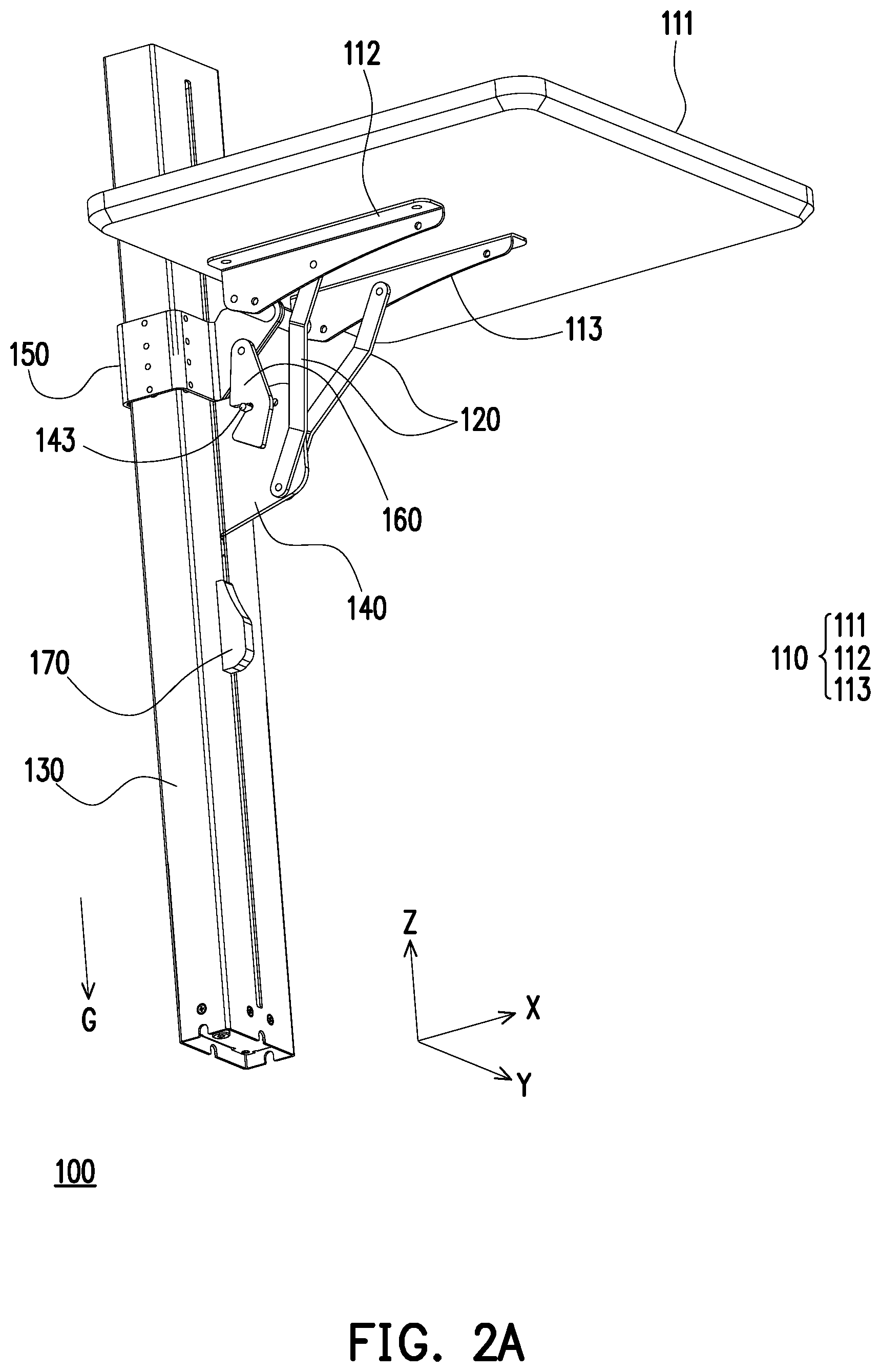 Patent US12303025 Figure 2 – Foldable device with lifting mechanism