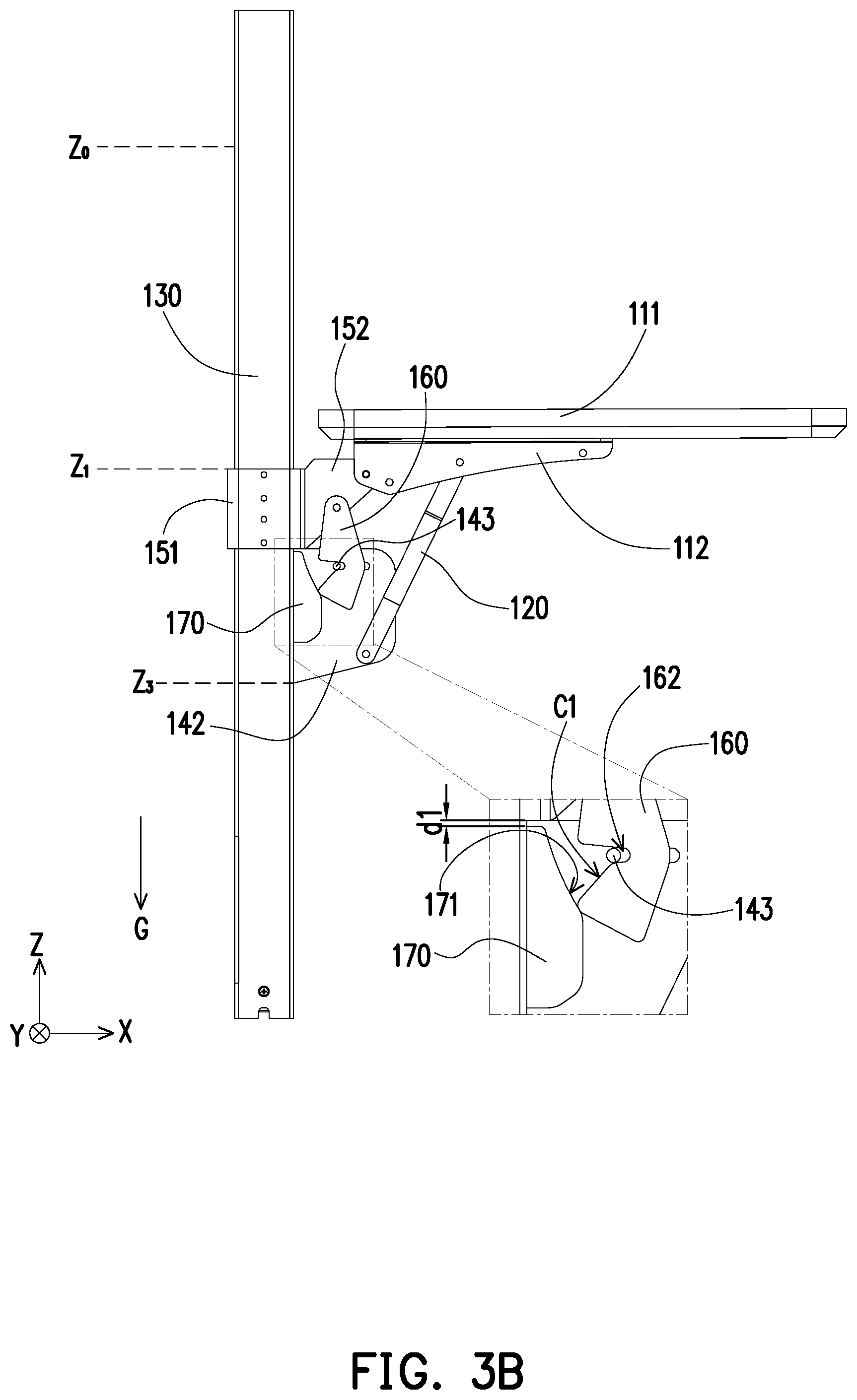 Patent US12303025 Figure 5 – Foldable device with lifting mechanism