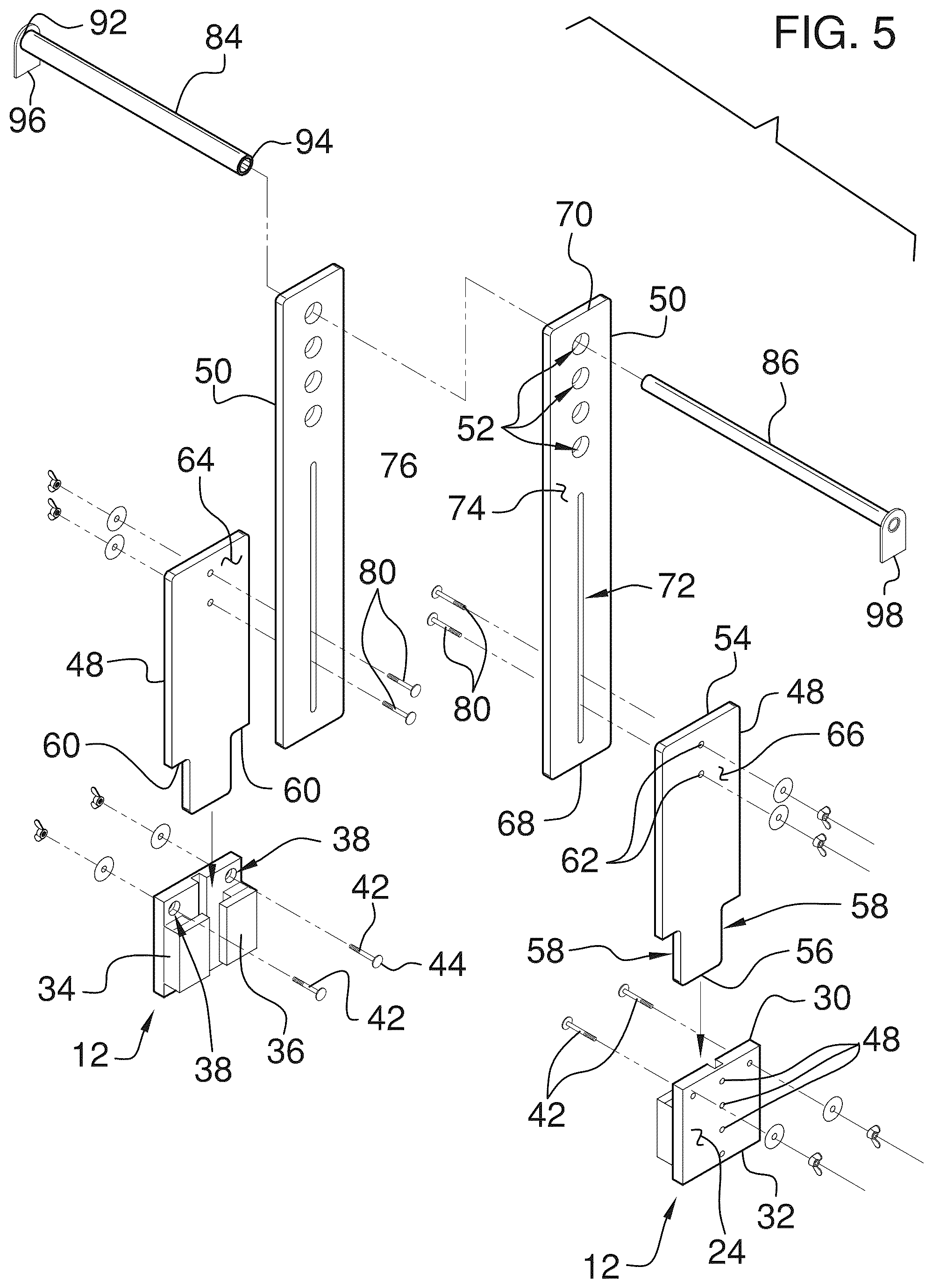 Patent US12303026 Figure 4 – Portable clothes hanging assembly