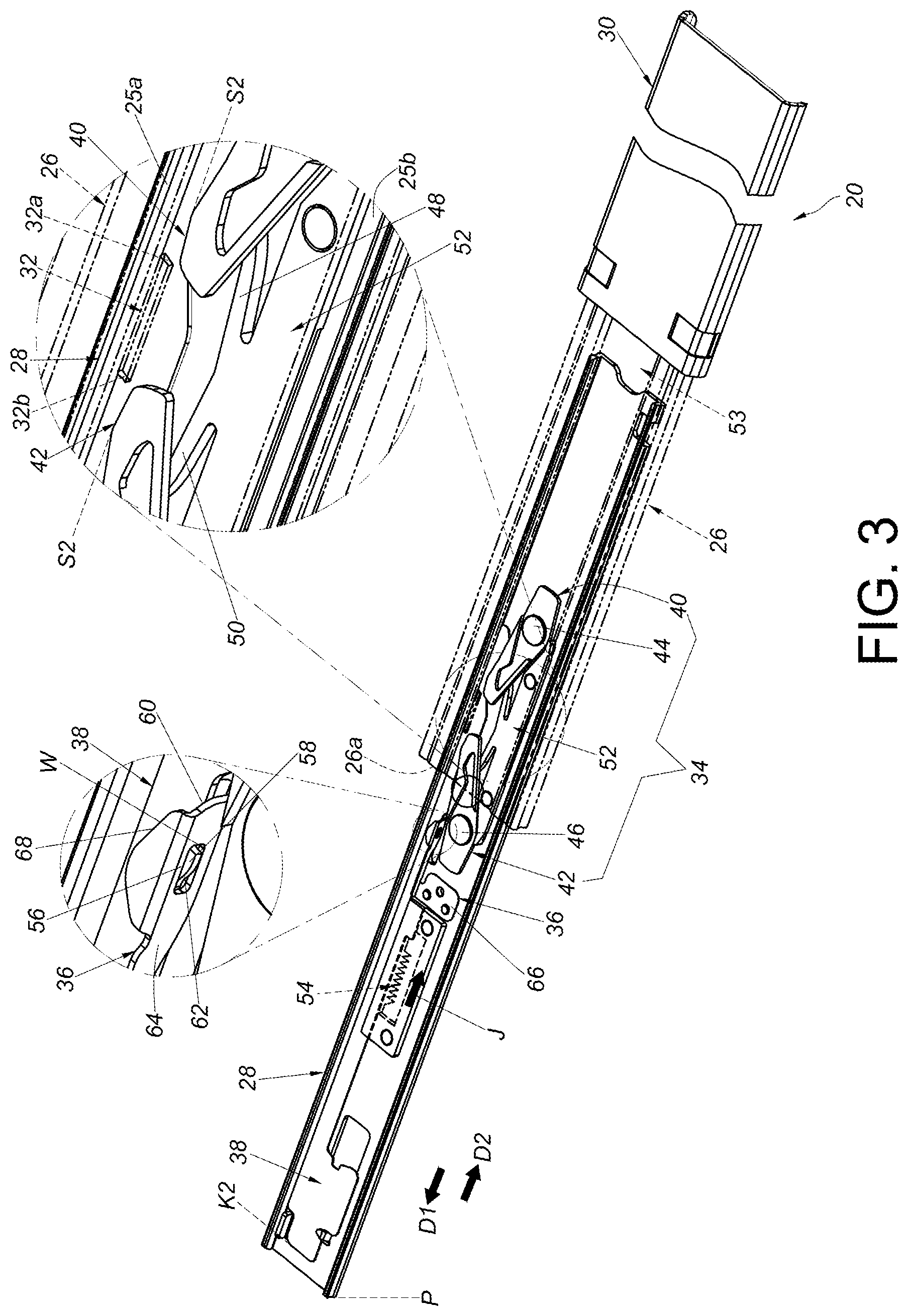 Patent US12303028 Figure 3 – Slide rail assembly and slide rail kit thereof