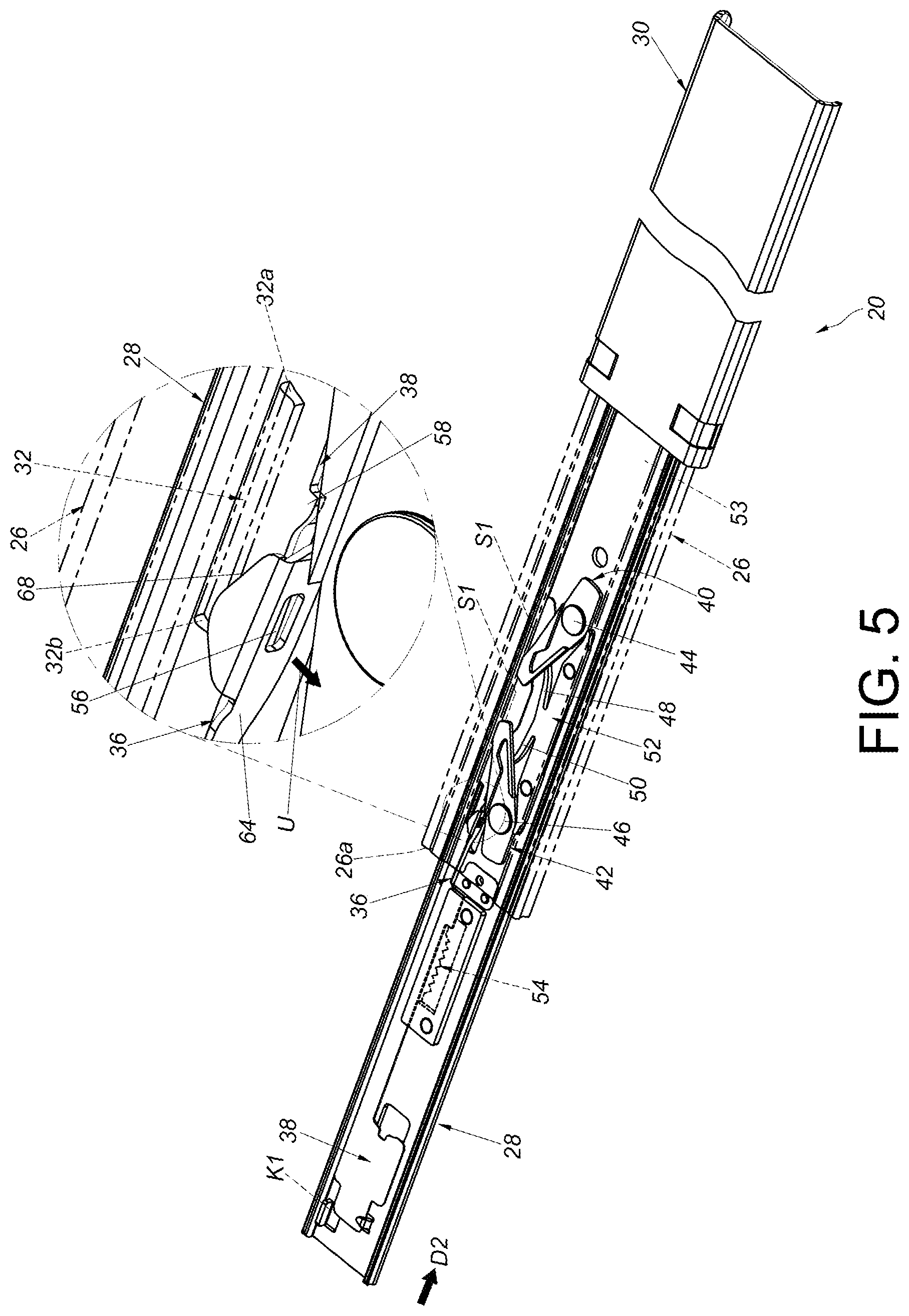Patent US12303028 Figure 5 – Slide rail assembly and slide rail kit thereof