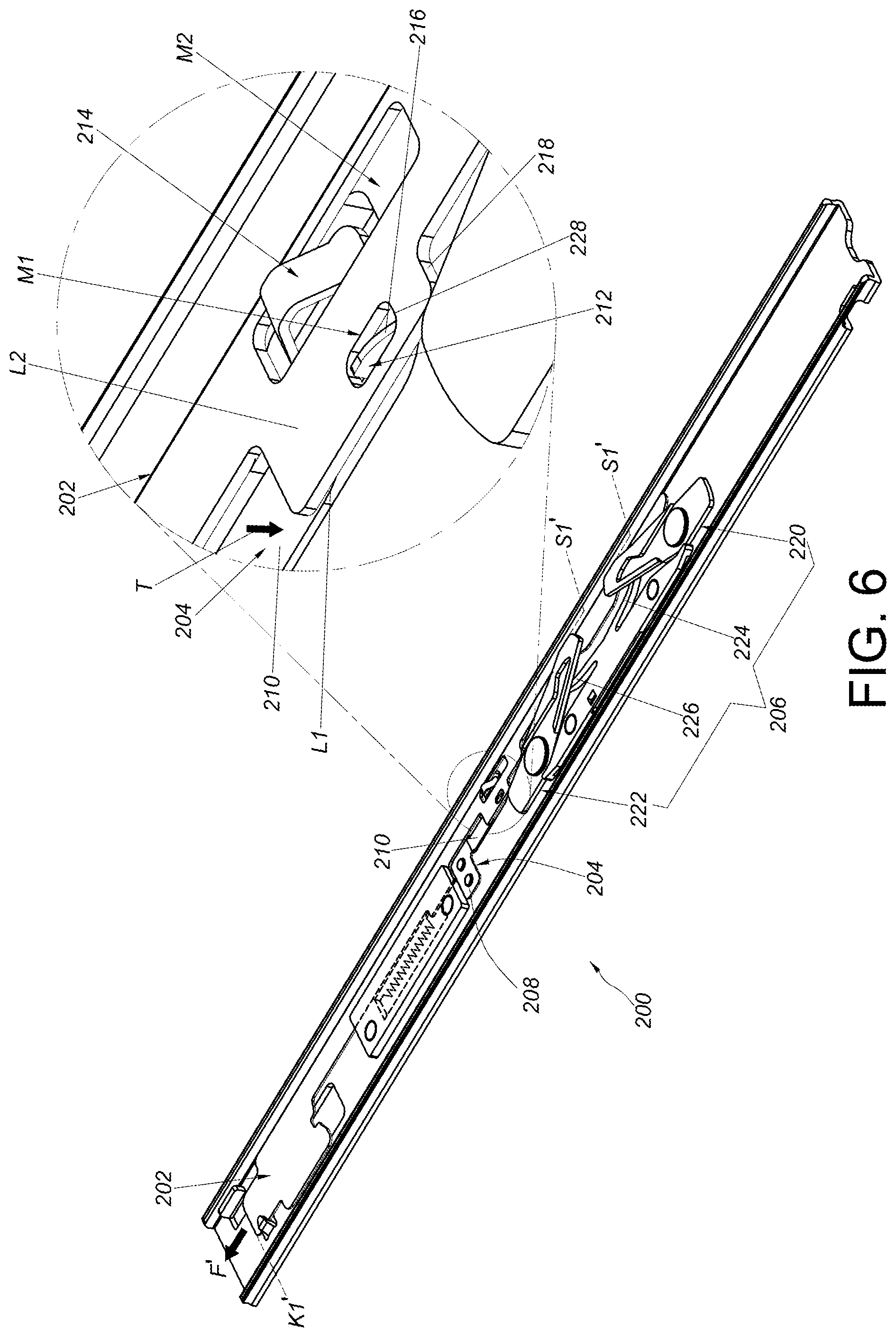 Patent US12303028 Figure 6 – Slide rail assembly and slide rail kit thereof