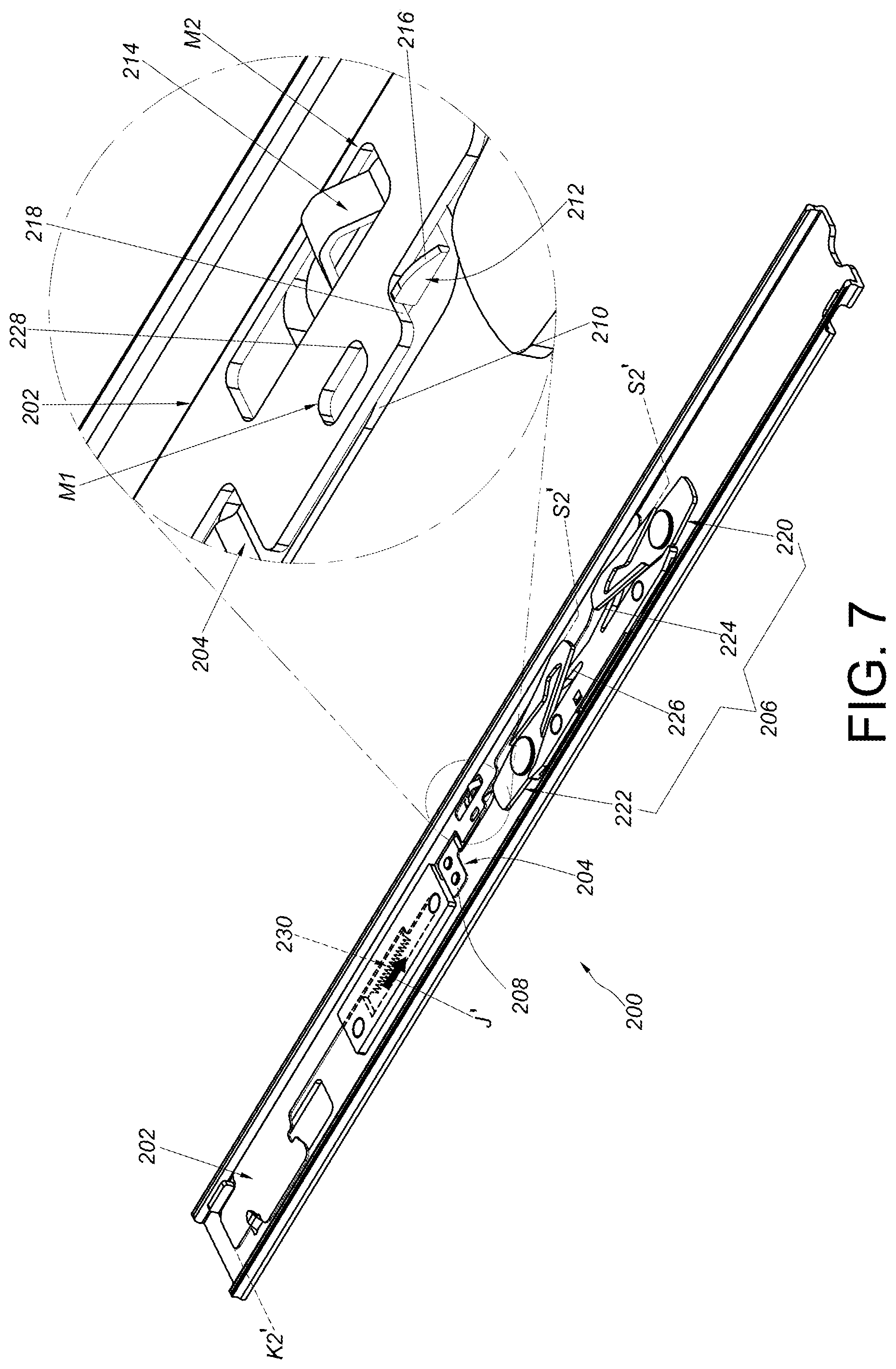 Patent US12303028 Figure 7 – Slide rail assembly and slide rail kit thereof