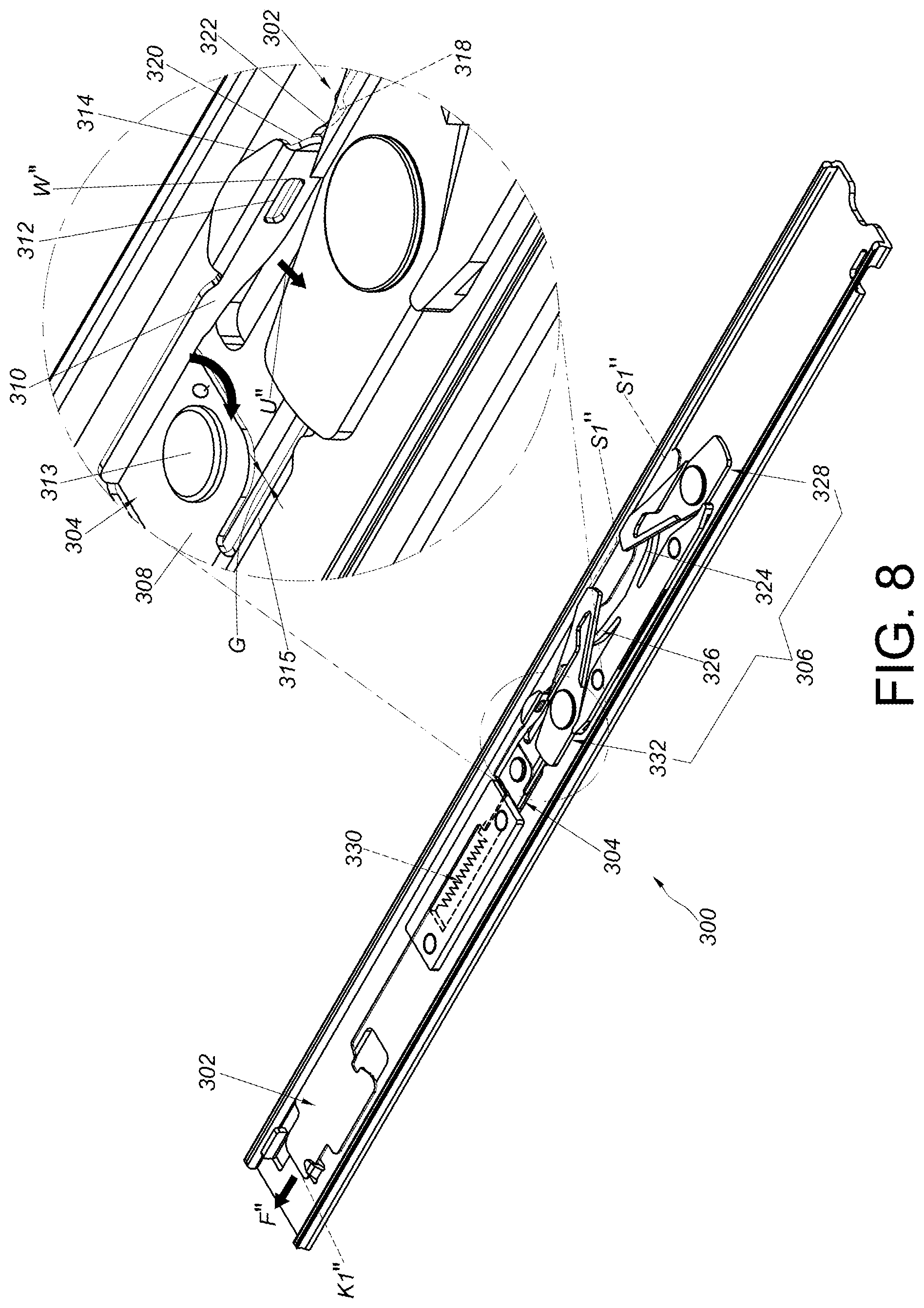 Patent US12303028 Figure 8 – Slide rail assembly and slide rail kit thereof