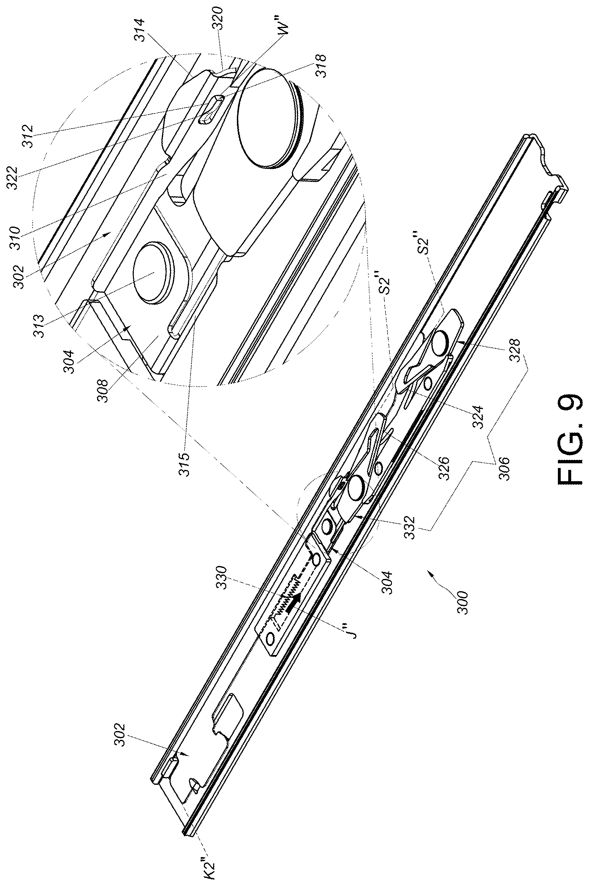 Patent US12303028 Figure 9 – Slide rail assembly and slide rail kit thereof