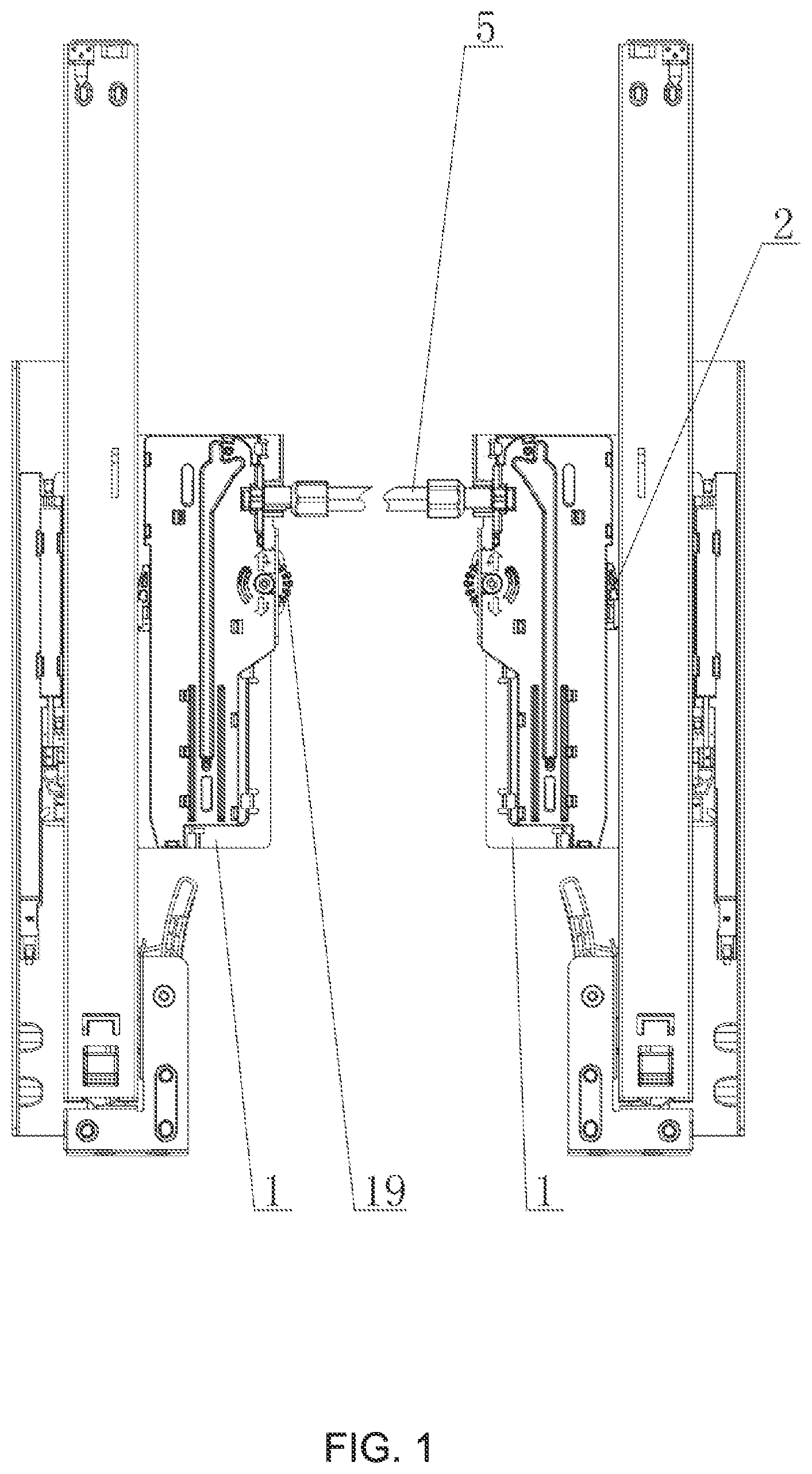 Patent US12303029 Figure 1 – Buffering rebound synchronization device