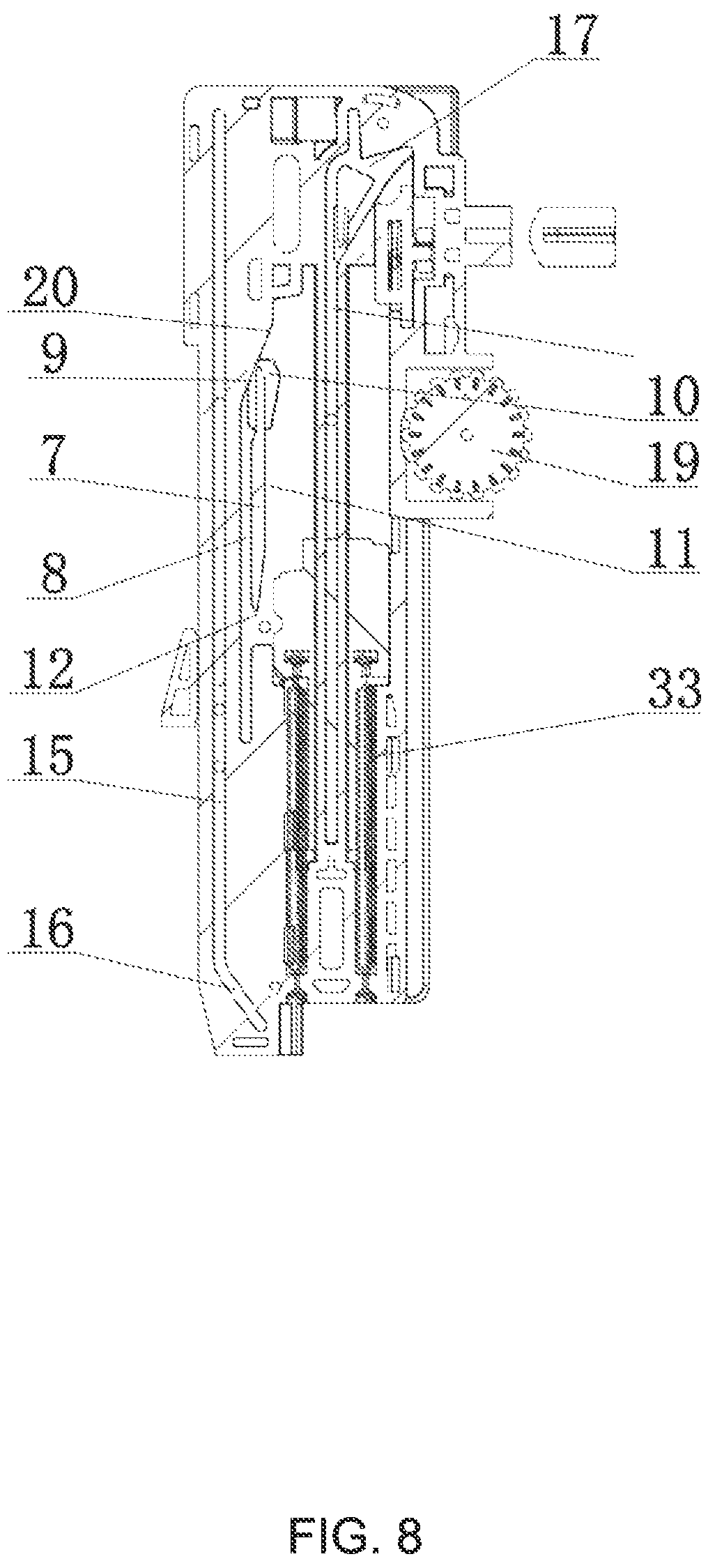 Patent US12303029 Figure 8 – Buffering rebound synchronization device