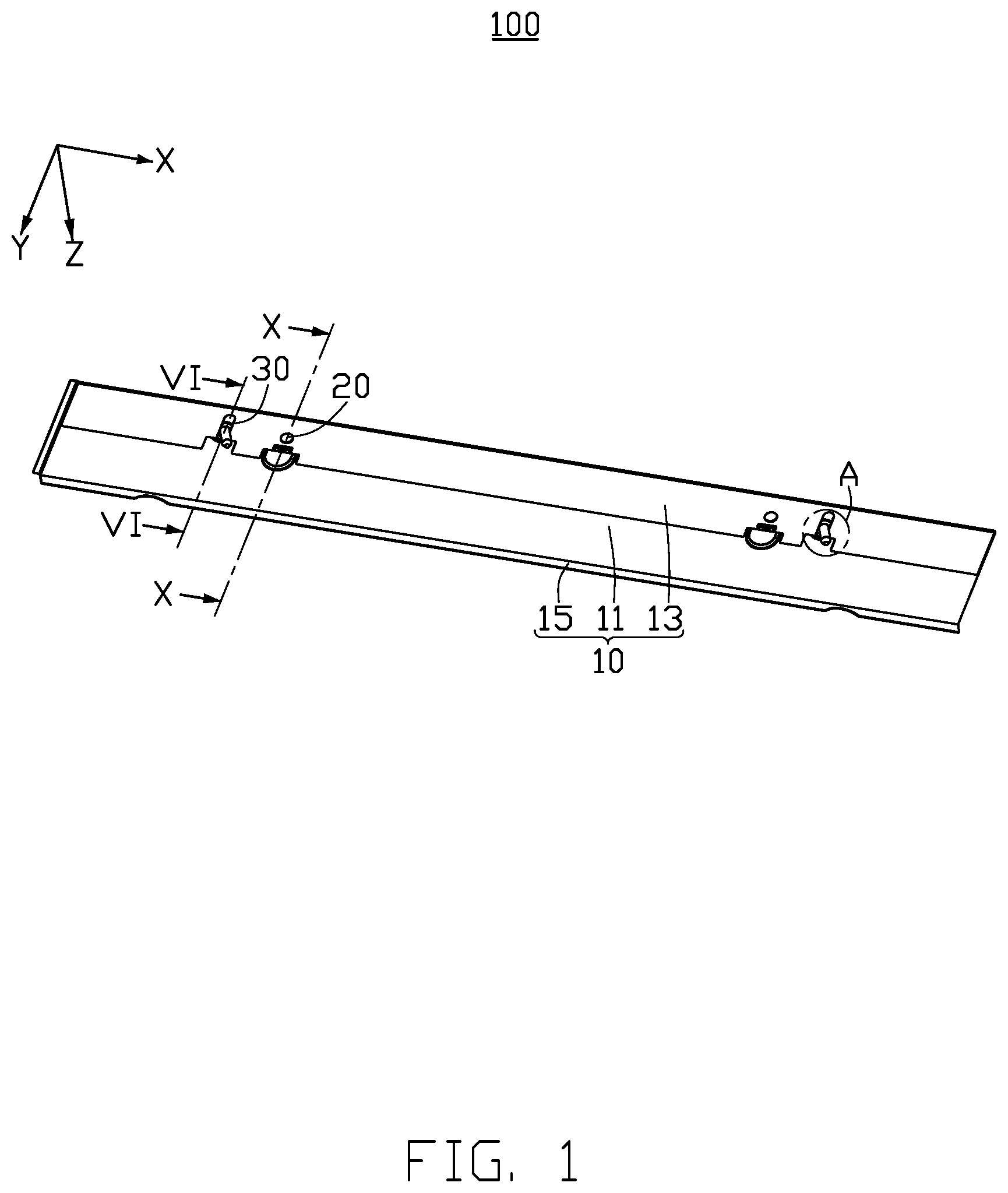 Patent US12303031 Figure 1 – Baffle structure, with a variable position installed on the cabinet, and a cabinet containing a baffle structure