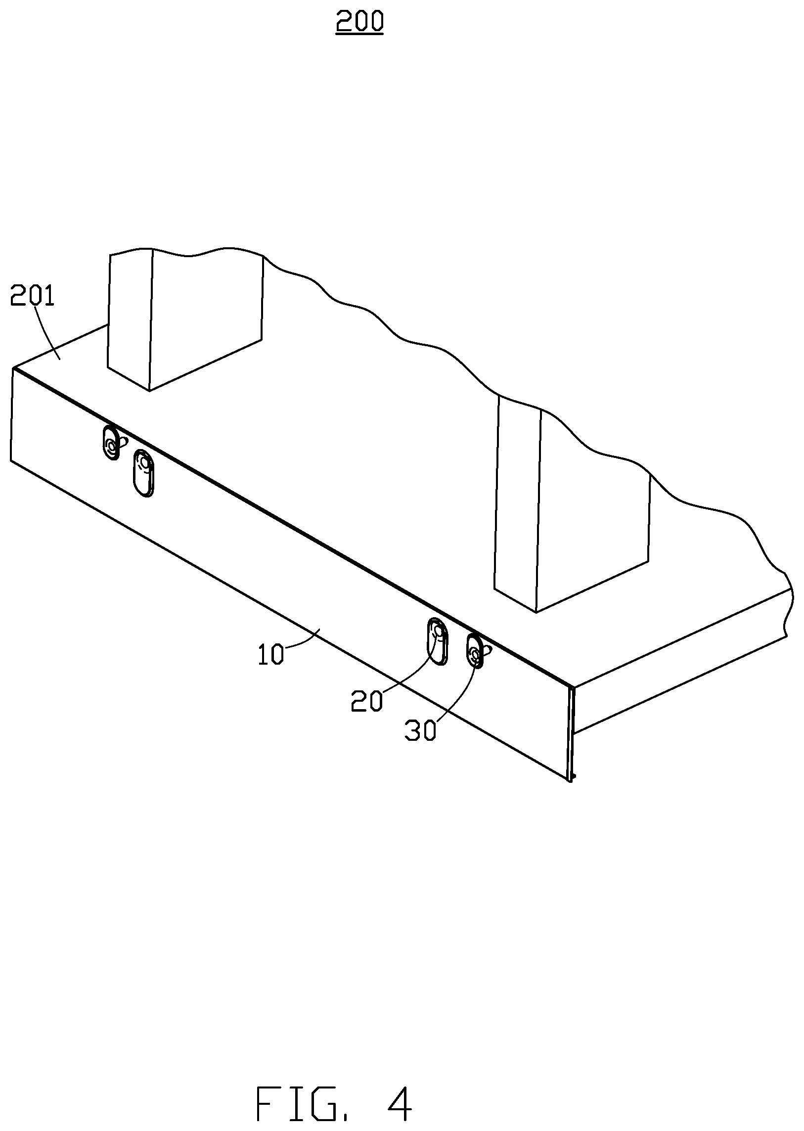 Patent US12303031 Figure 4 – Baffle structure, with a variable position installed on the cabinet, and a cabinet containing a baffle structure