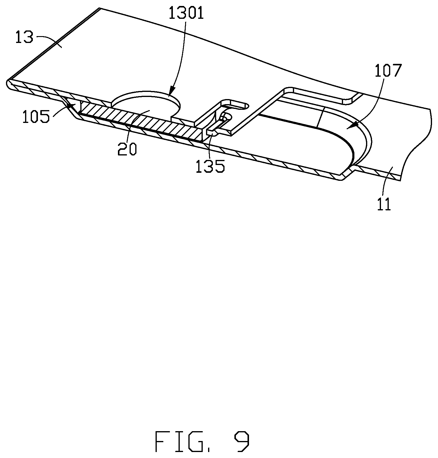 Patent US12303031 Figure 9 – Baffle structure, with a variable position installed on the cabinet, and a cabinet containing a baffle structure