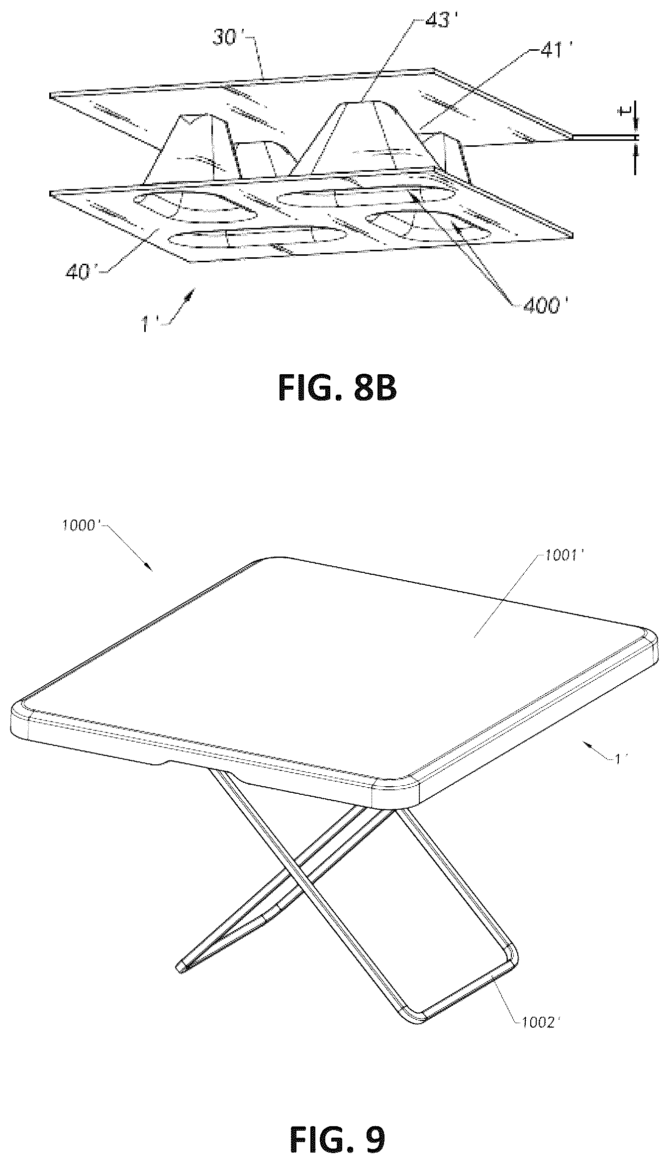 Patent US12303032 Figure 10 – Hollow fusion panel for table, chair and the like