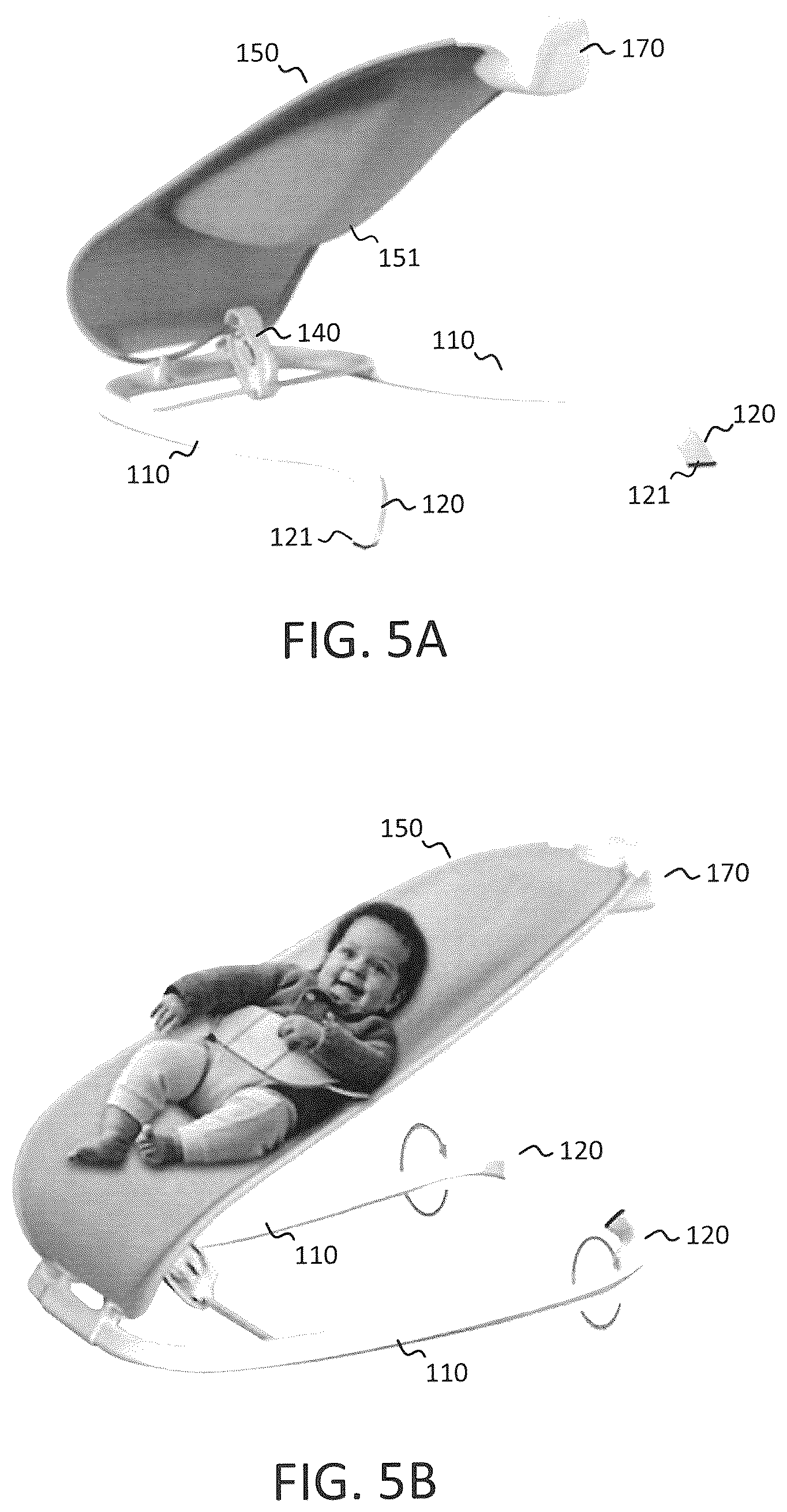 Patent US12303041 Figure 5 – Combination infant bouncer and rocker