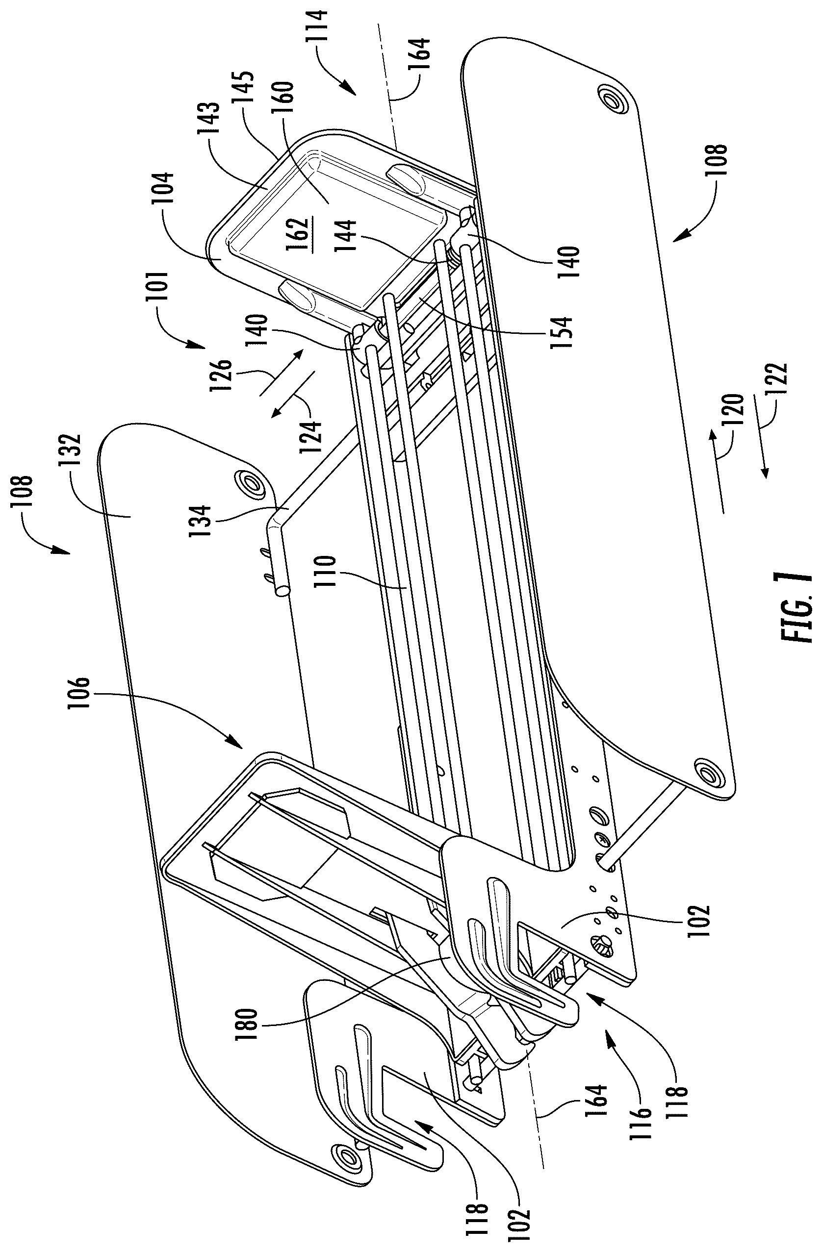 Patent US12303043 Figure 1 – Pusher tray with front stop having product support projection