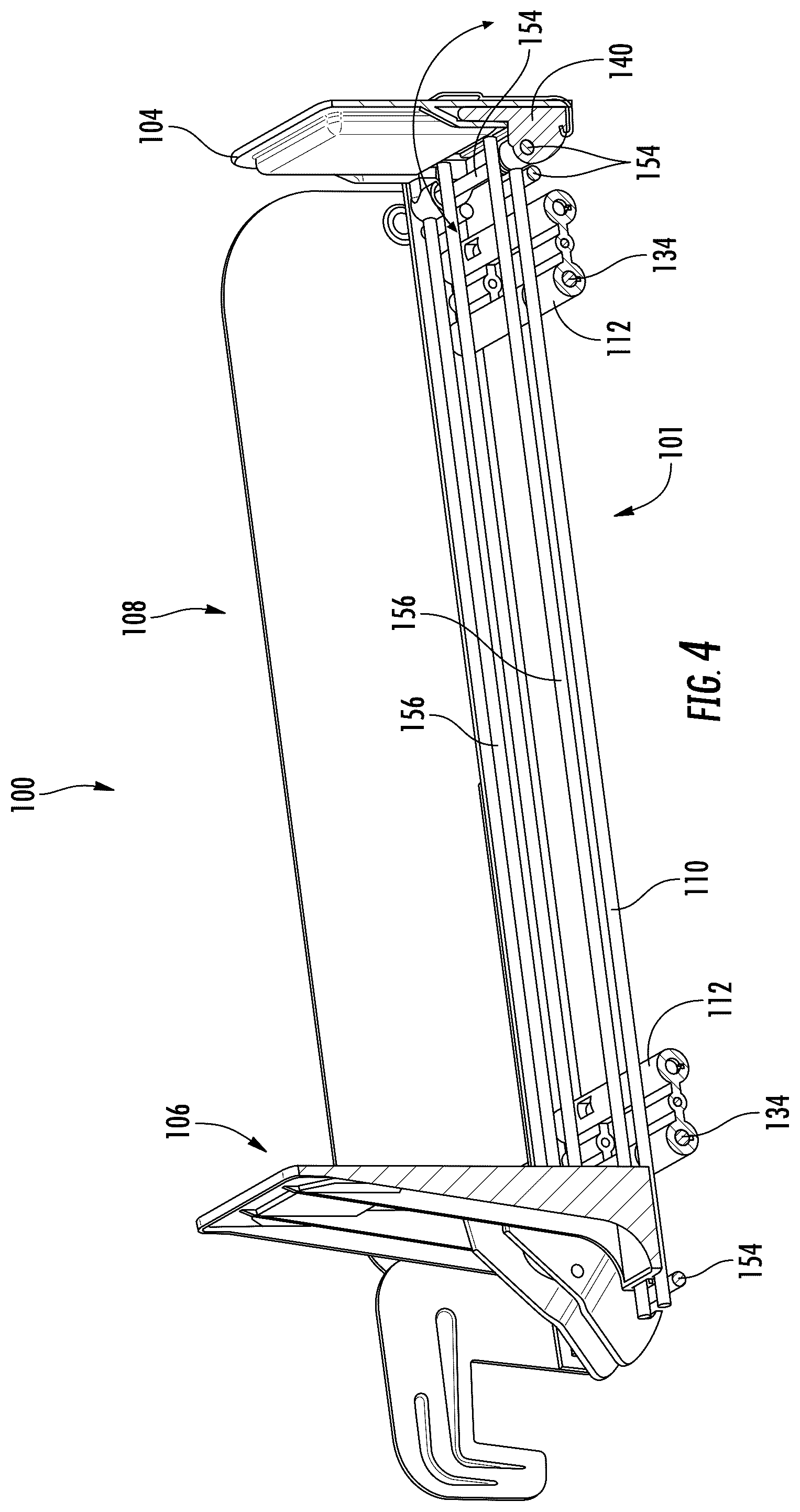 Patent US12303043 Figure 4 – Pusher tray with front stop having product support projection