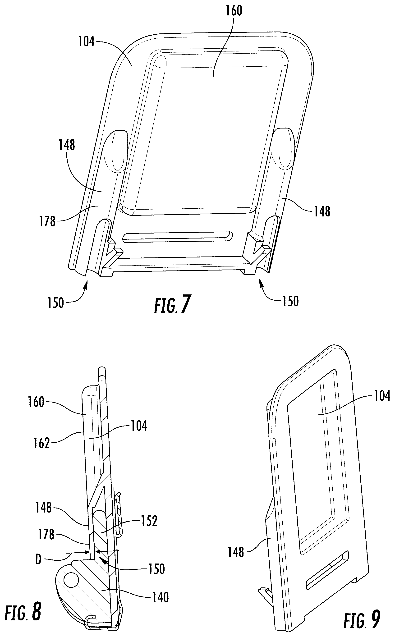 Patent US12303043 Figure 7 – Pusher tray with front stop having product support projection