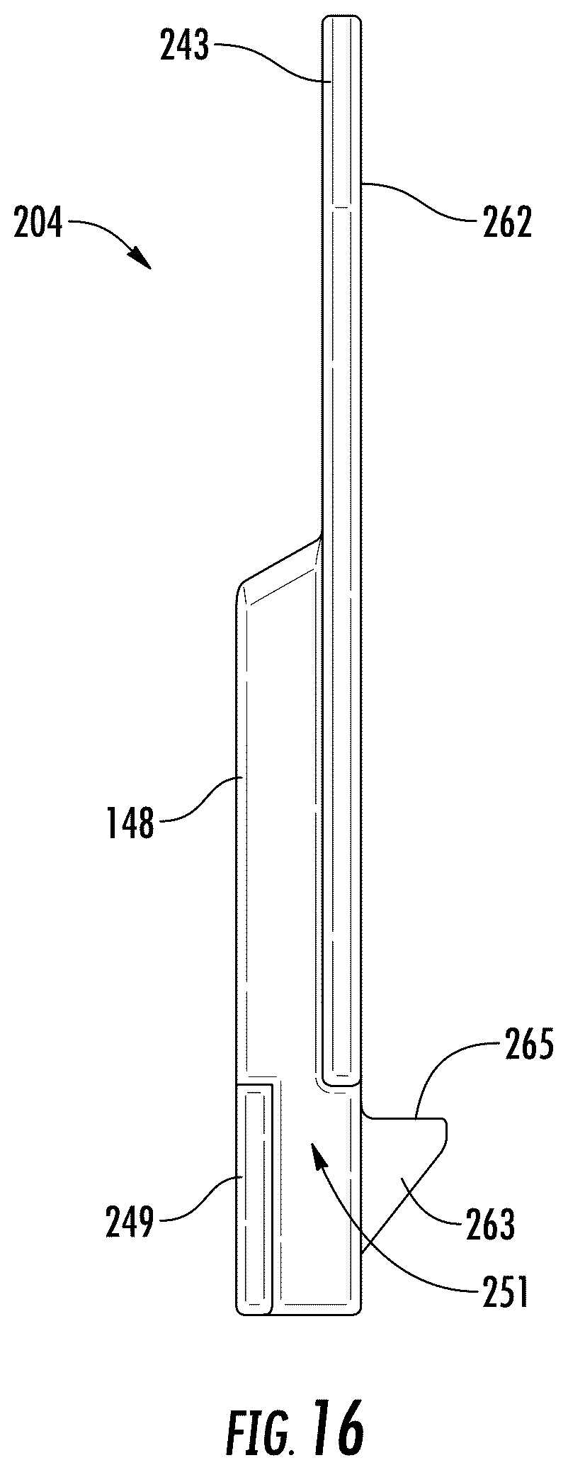 Patent US12303043 Figure 12 – Pusher tray with front stop having product support projection