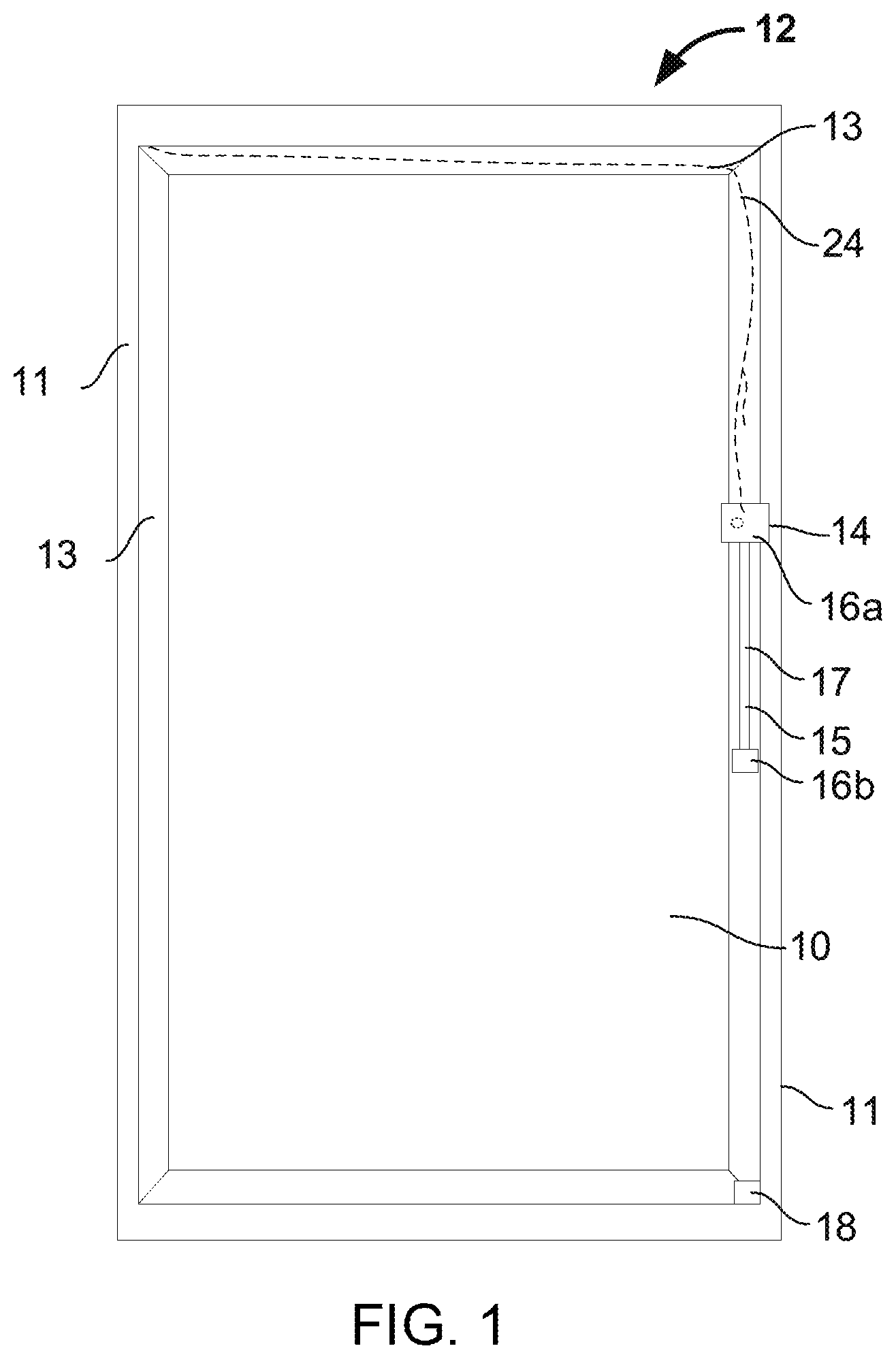 Patent US12303045 Figure 1 – Display case door with interior facing camera
