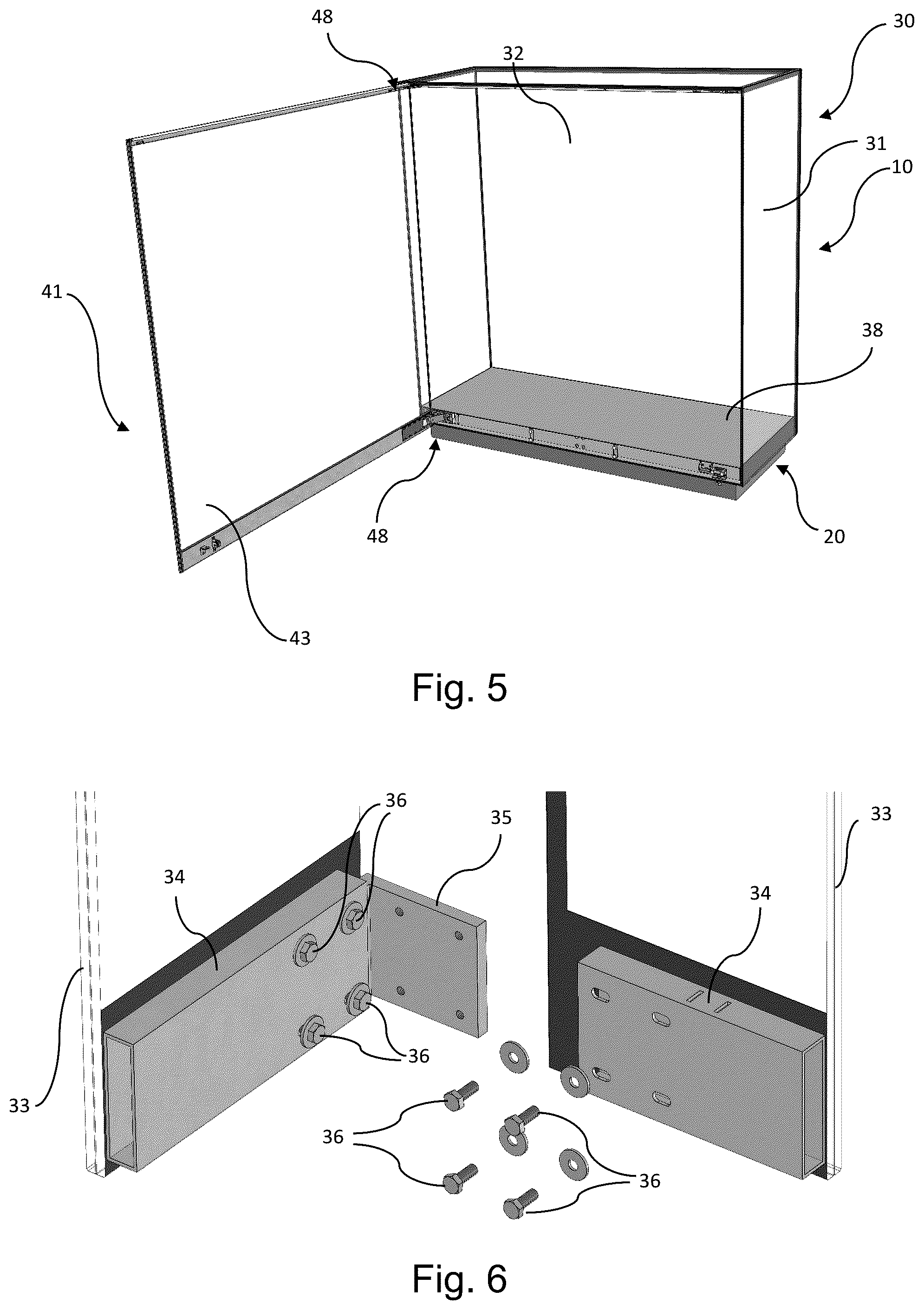 Patent US12303046 Figure 5 – Self-supporting museum display case, related construction method and wall unit