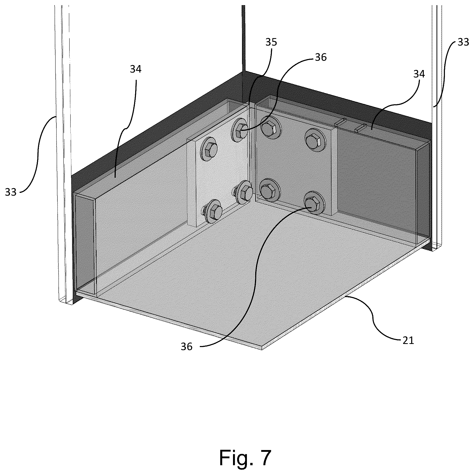 Patent US12303046 Figure 6 – Self-supporting museum display case, related construction method and wall unit