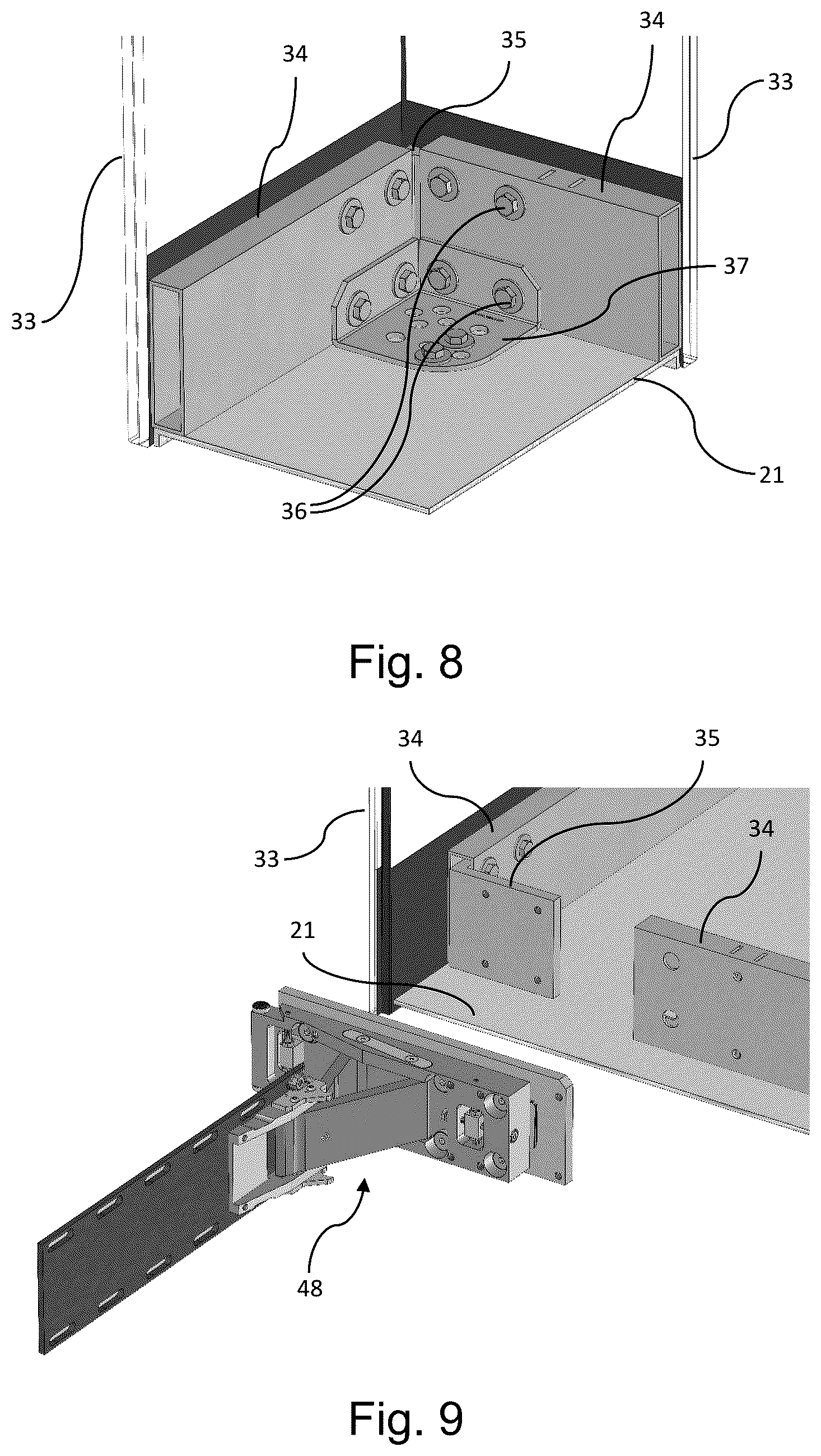 Patent US12303046 Figure 7 – Self-supporting museum display case, related construction method and wall unit