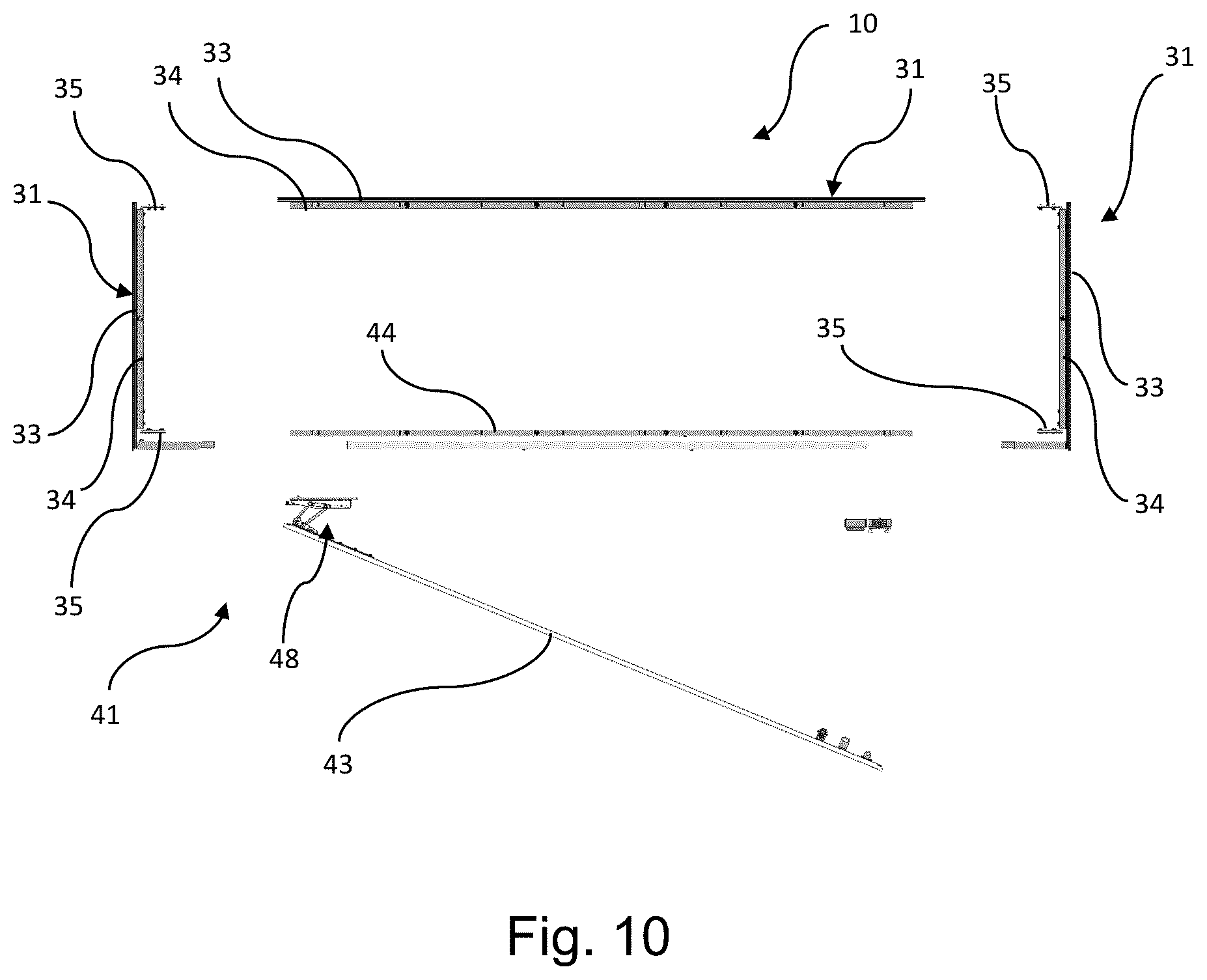 Patent US12303046 Figure 8 – Self-supporting museum display case, related construction method and wall unit