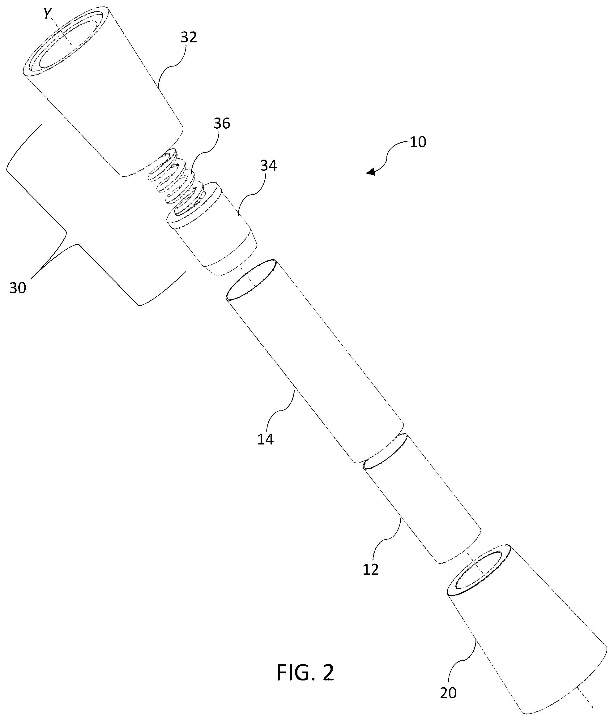 Patent US12303053 Figure 2 – Spring-biased end caps for rod assembly and methods of use