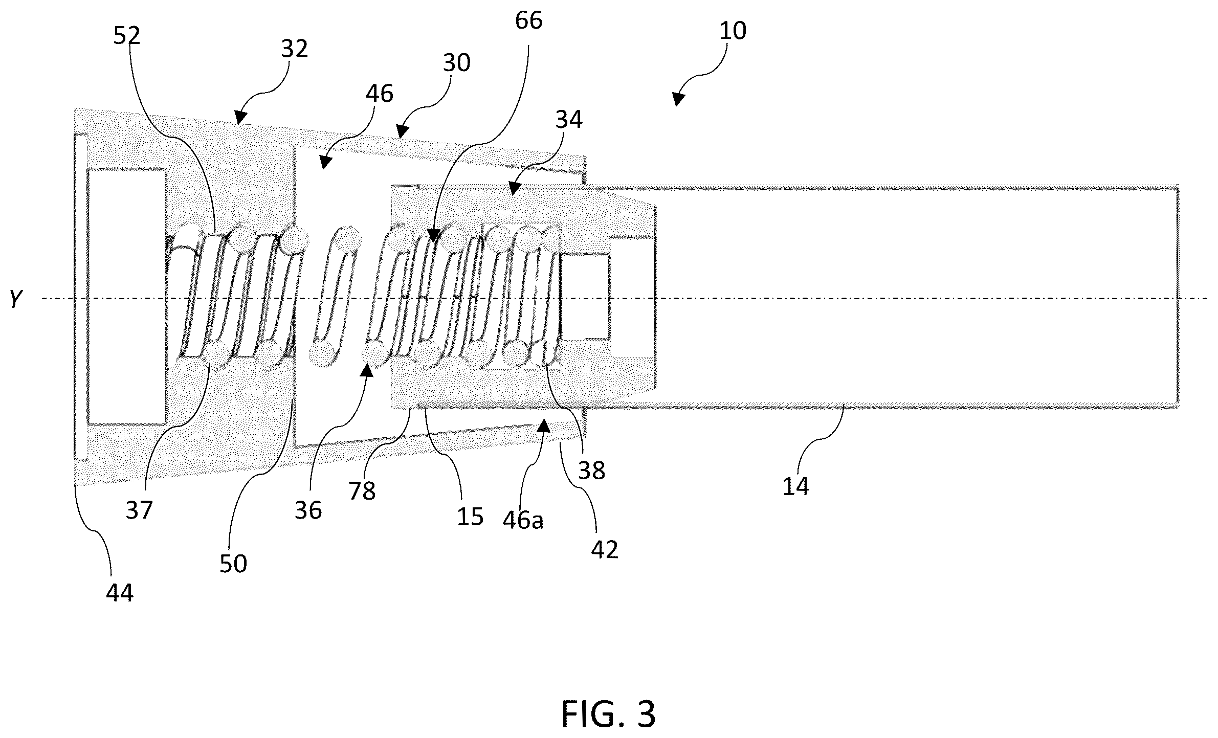 Patent US12303053 Figure 3 – Spring-biased end caps for rod assembly and methods of use