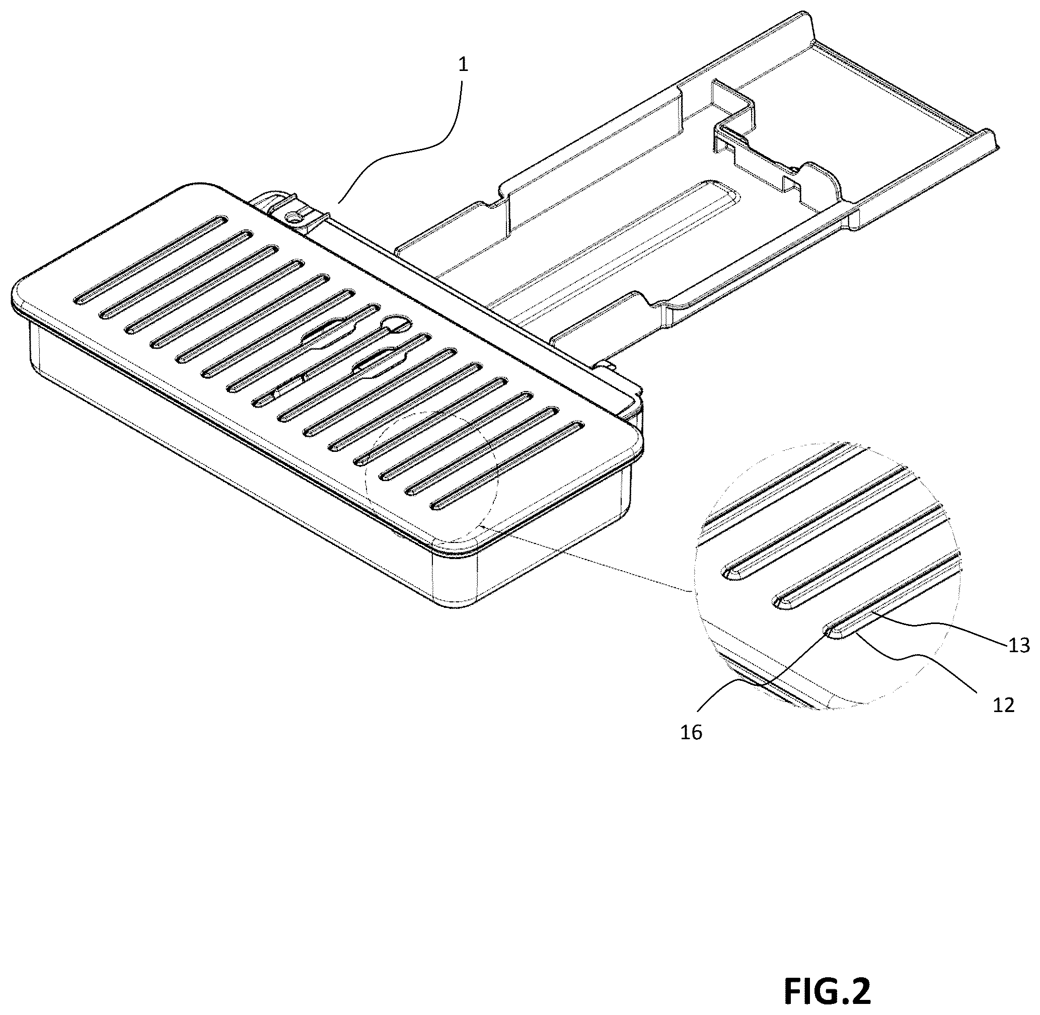 Patent US12303061 Figure 2 – Coffee machine with improved drip tray