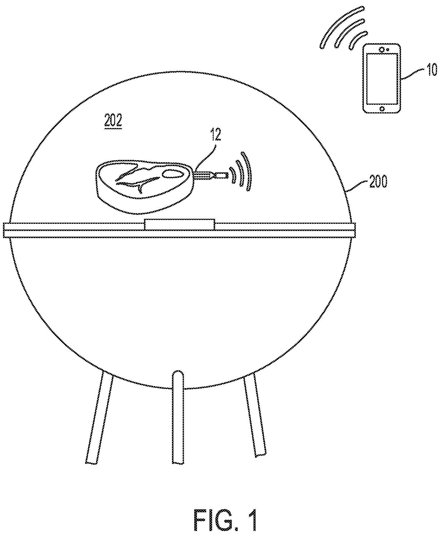 Patent US12303066 Figure 1 – Temperature sensing devices and wireless communication improvements for cooking appliances