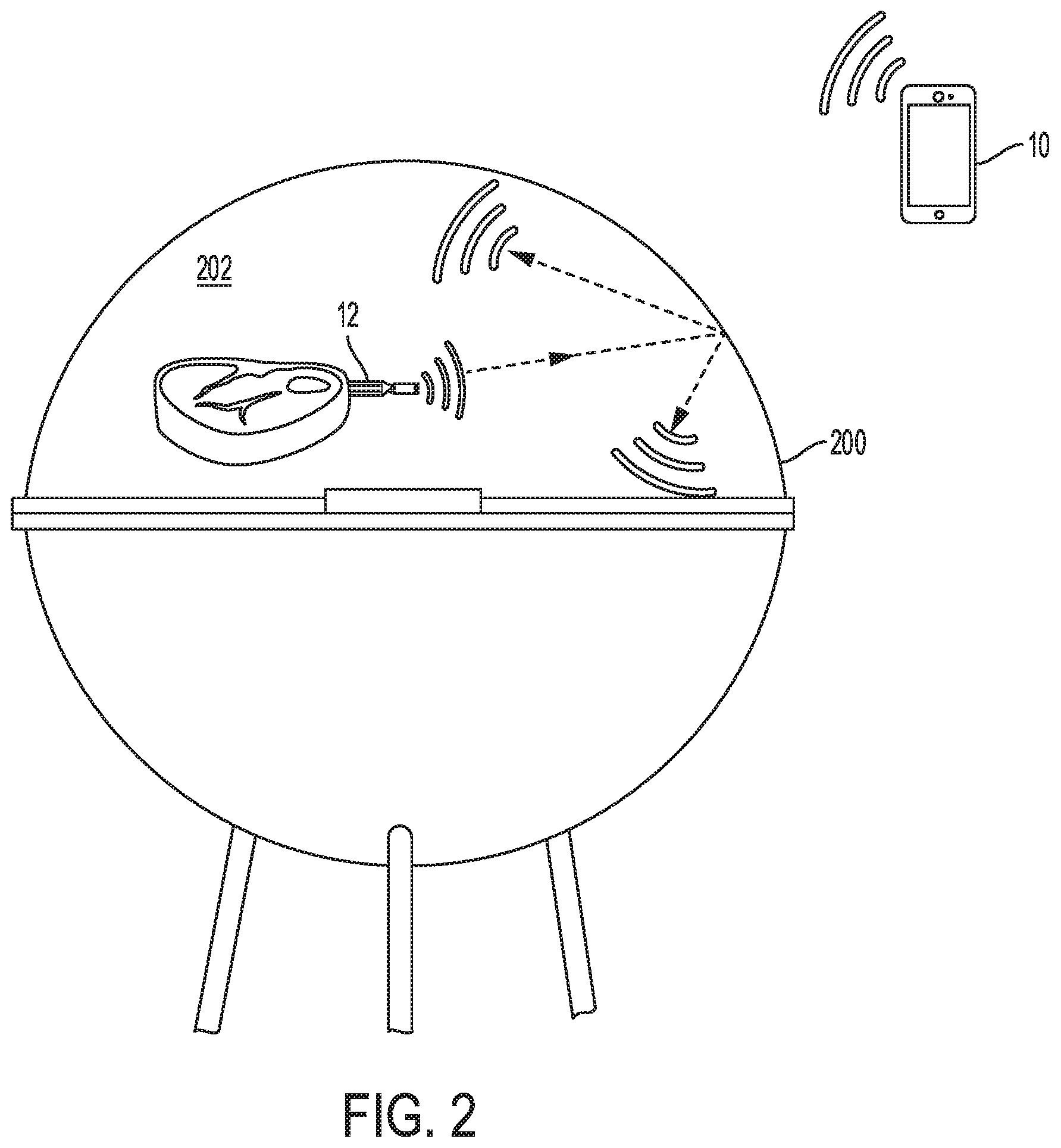 Patent US12303066 Figure 2 – Temperature sensing devices and wireless communication improvements for cooking appliances