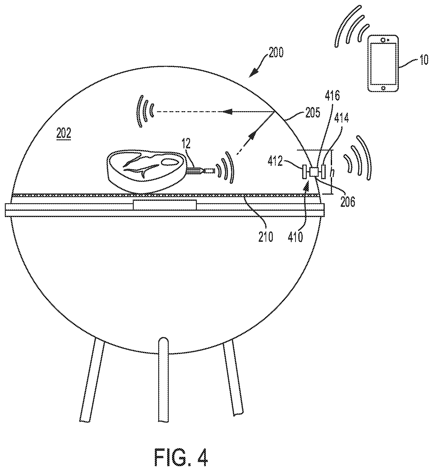 Patent US12303066 Figure 4 – Temperature sensing devices and wireless communication improvements for cooking appliances
