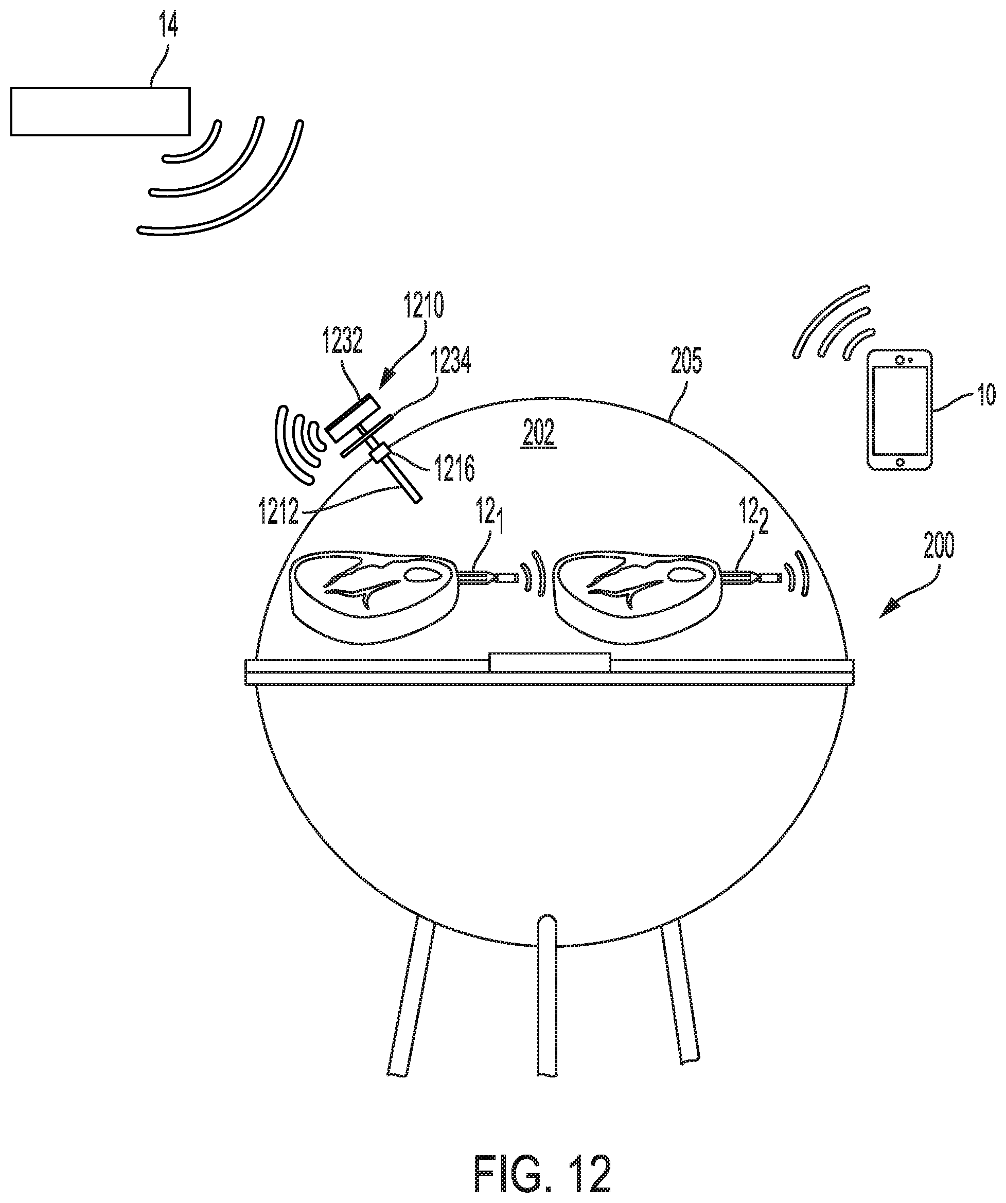 Patent US12303066 Figure 13 – Temperature sensing devices and wireless communication improvements for cooking appliances