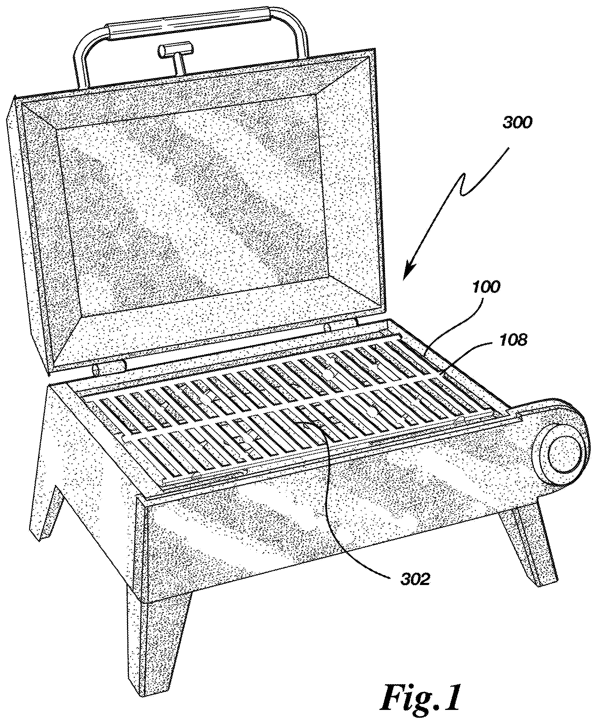 Patent US12303067 Figure 1 – Reversible cooking grate