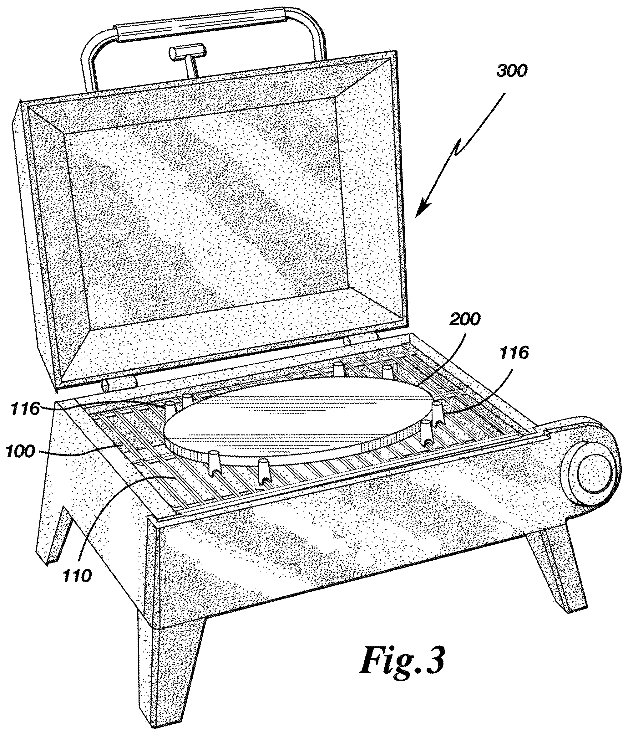 Patent US12303067 Figure 3 – Reversible cooking grate