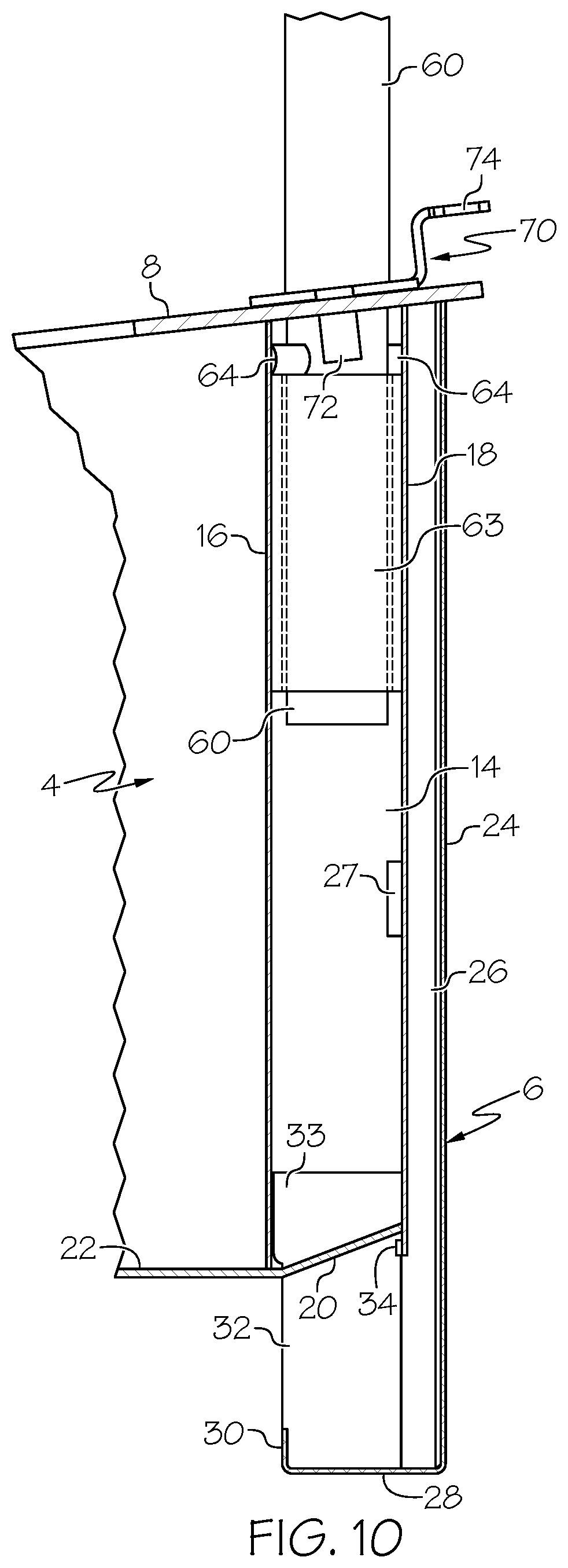 Patent US12303068 Figure 10 – Outdoor fire pit and post holder