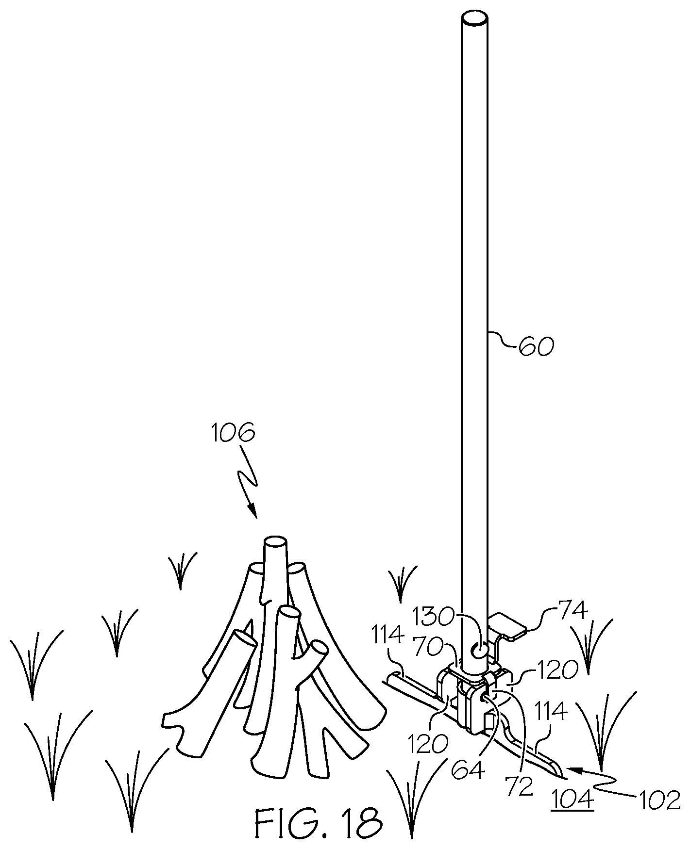 Patent US12303068 Figure 18 – Outdoor fire pit and post holder