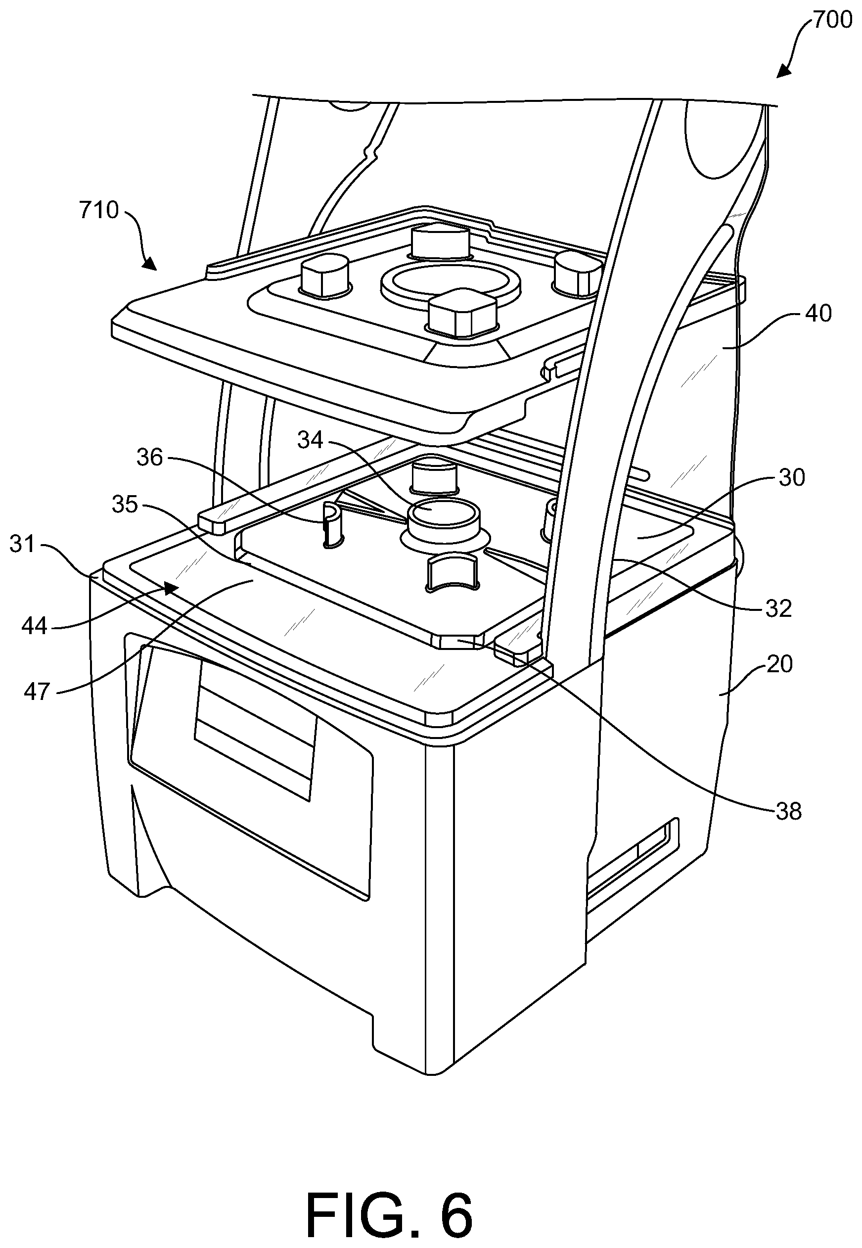Patent US12303072 Figure 7 – Centering pad and removable enclosure for a blender