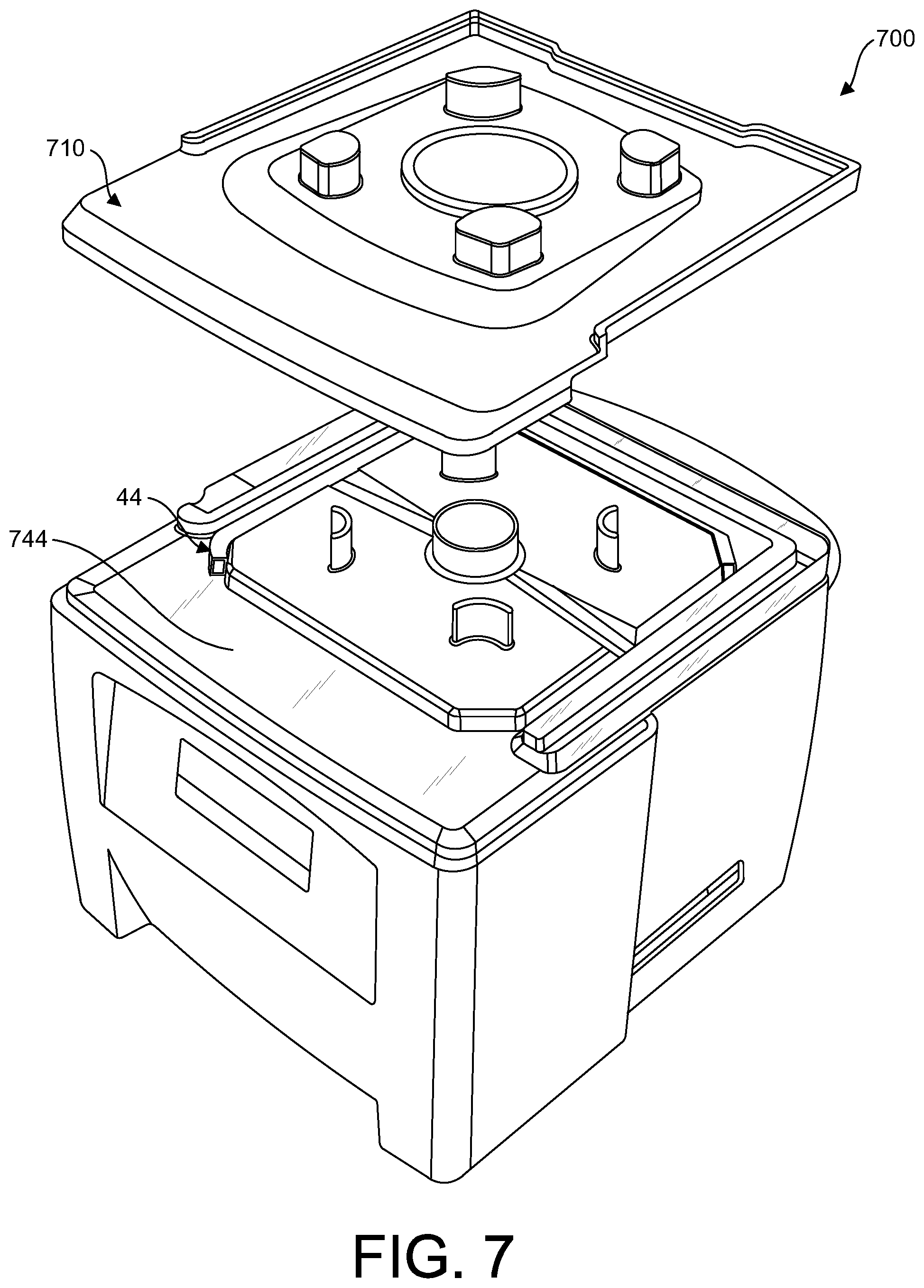 Patent US12303072 Figure 8 – Centering pad and removable enclosure for a blender
