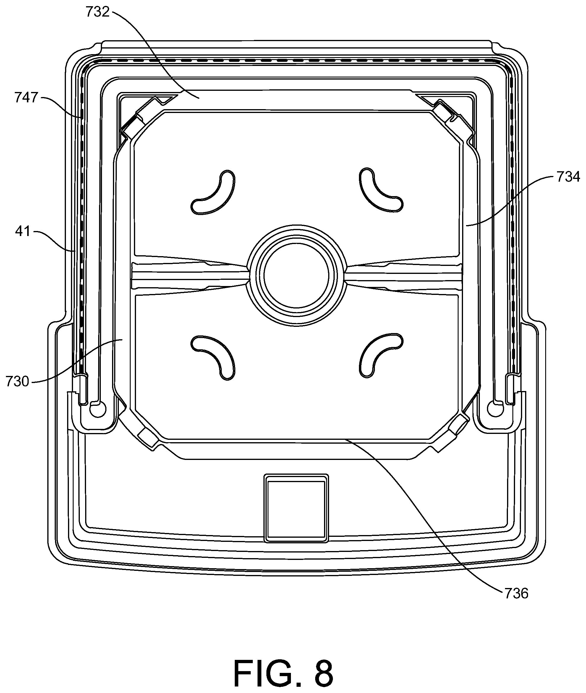 Patent US12303072 Figure 9 – Centering pad and removable enclosure for a blender