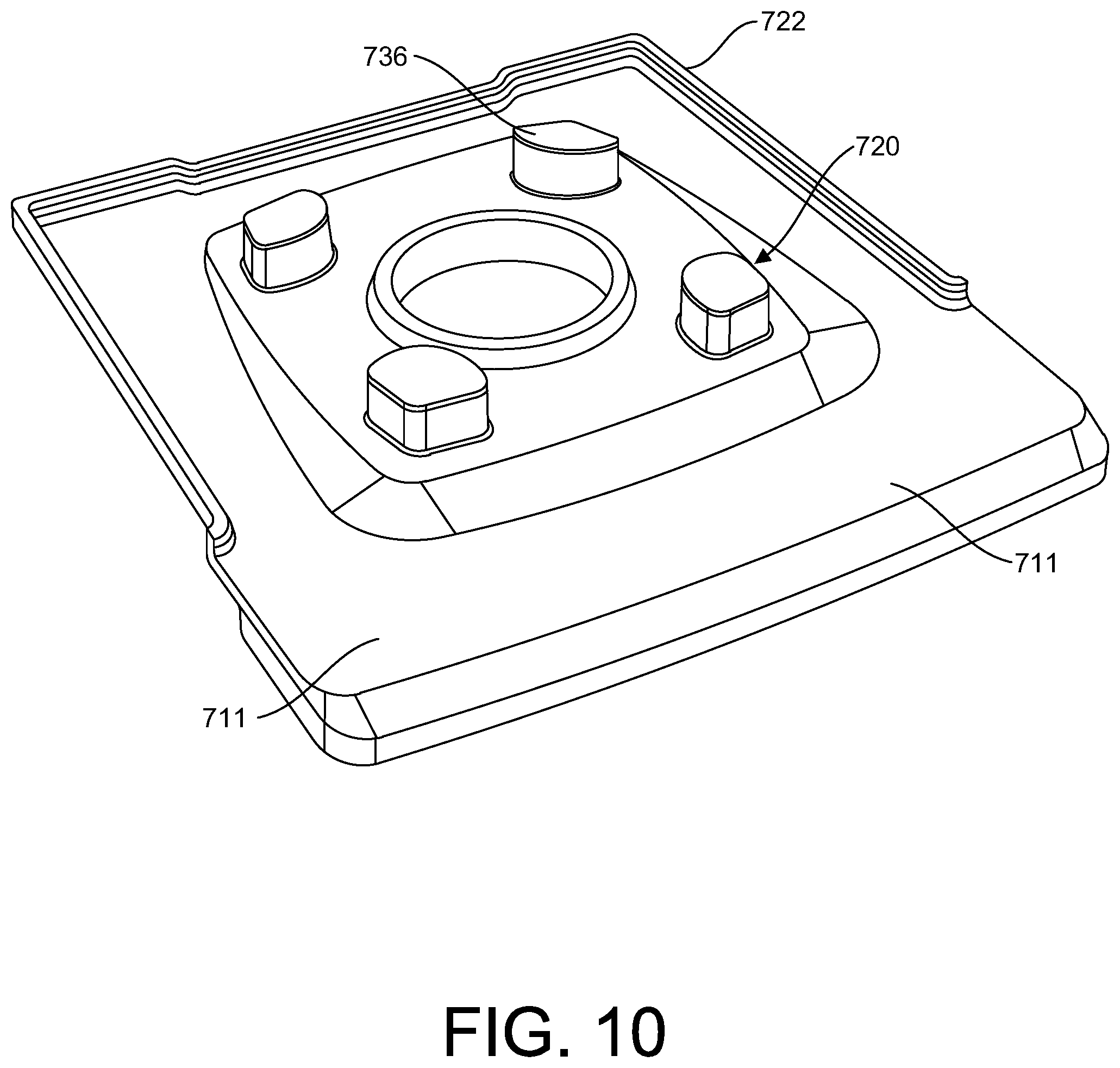 Patent US12303072 Figure 11 – Centering pad and removable enclosure for a blender