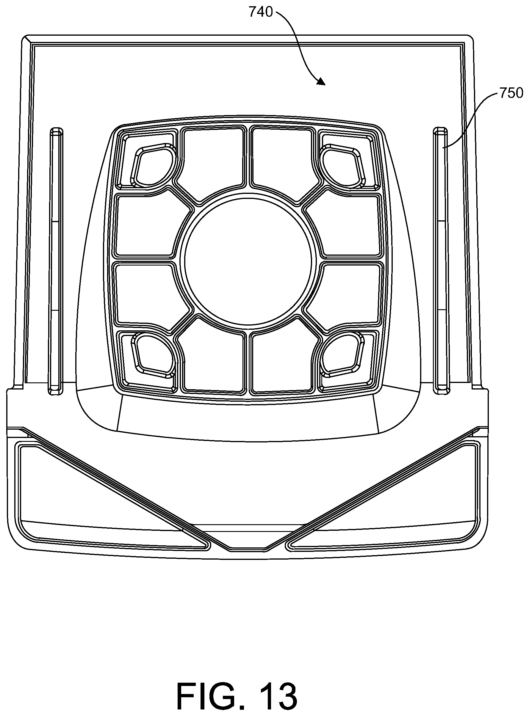 Patent US12303072 Figure 14 – Centering pad and removable enclosure for a blender